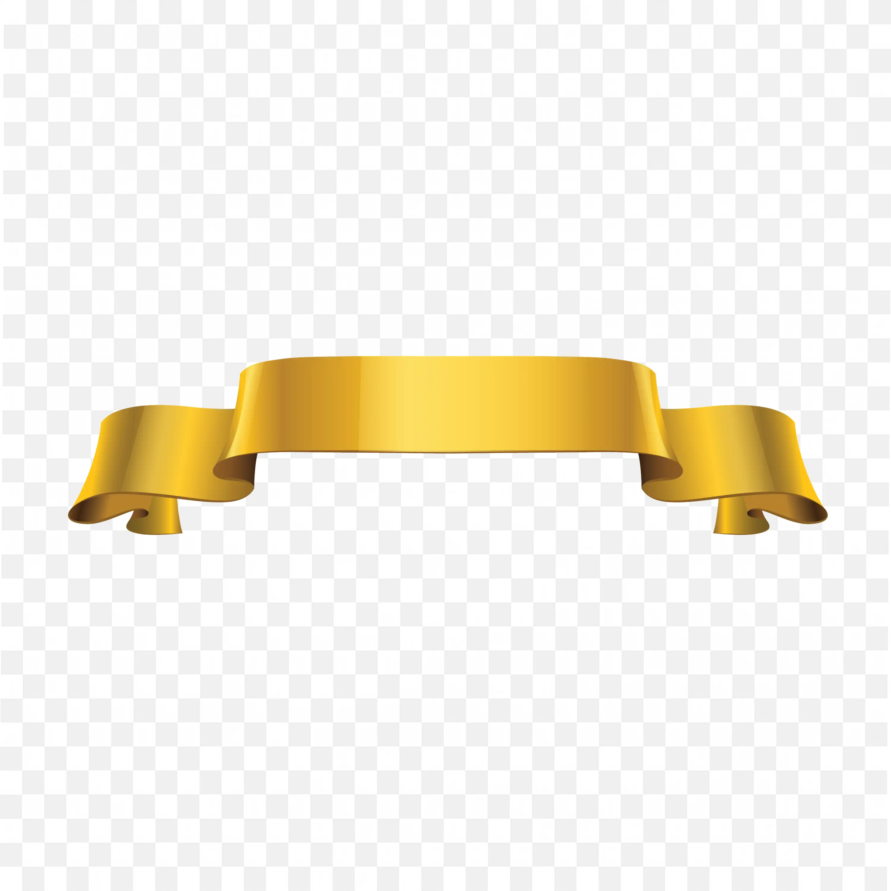 Flat Gold Ribbon Banner with Folded Ends Free PNG Download