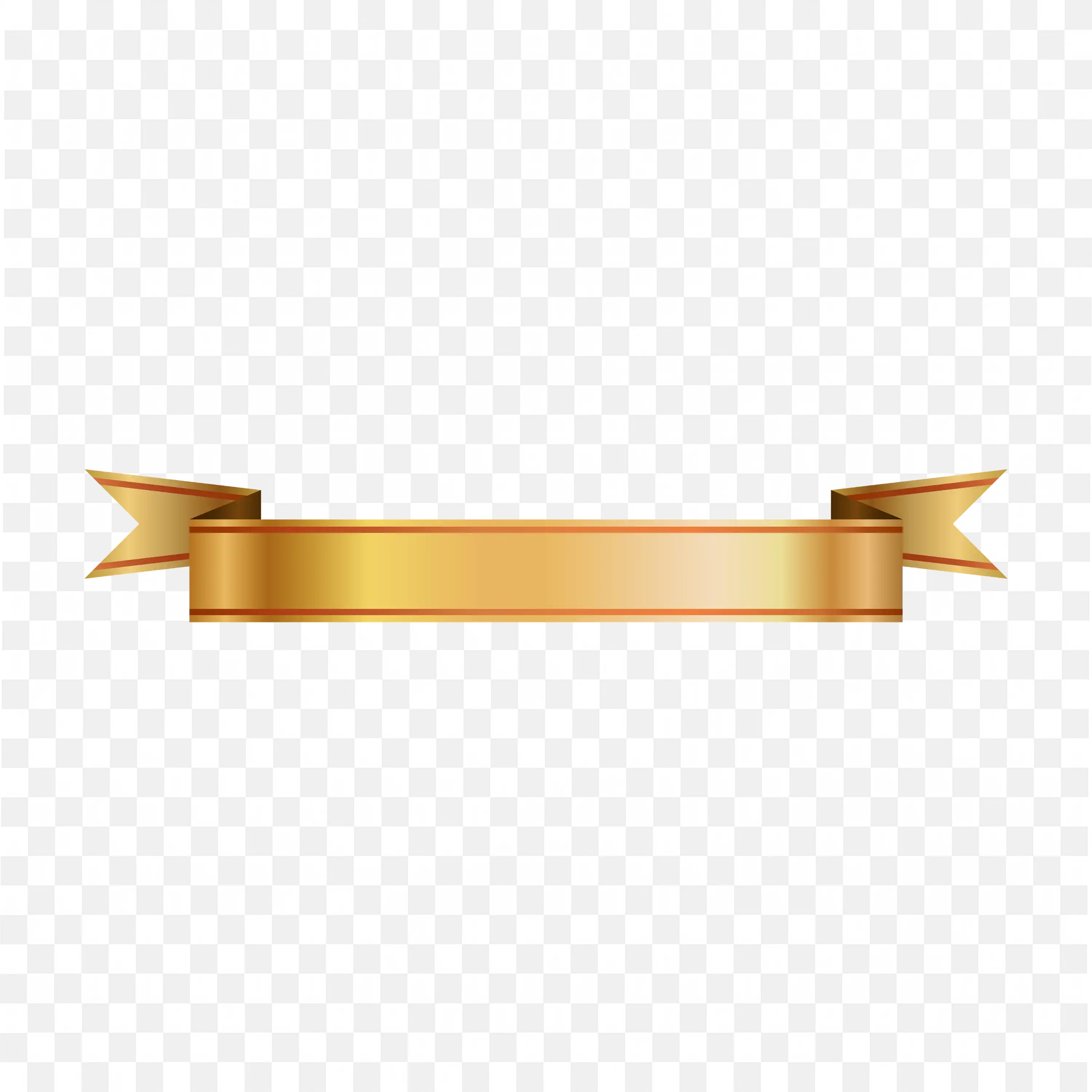 Flat Gold Ribbon with Raised Folded Corners Free PNG