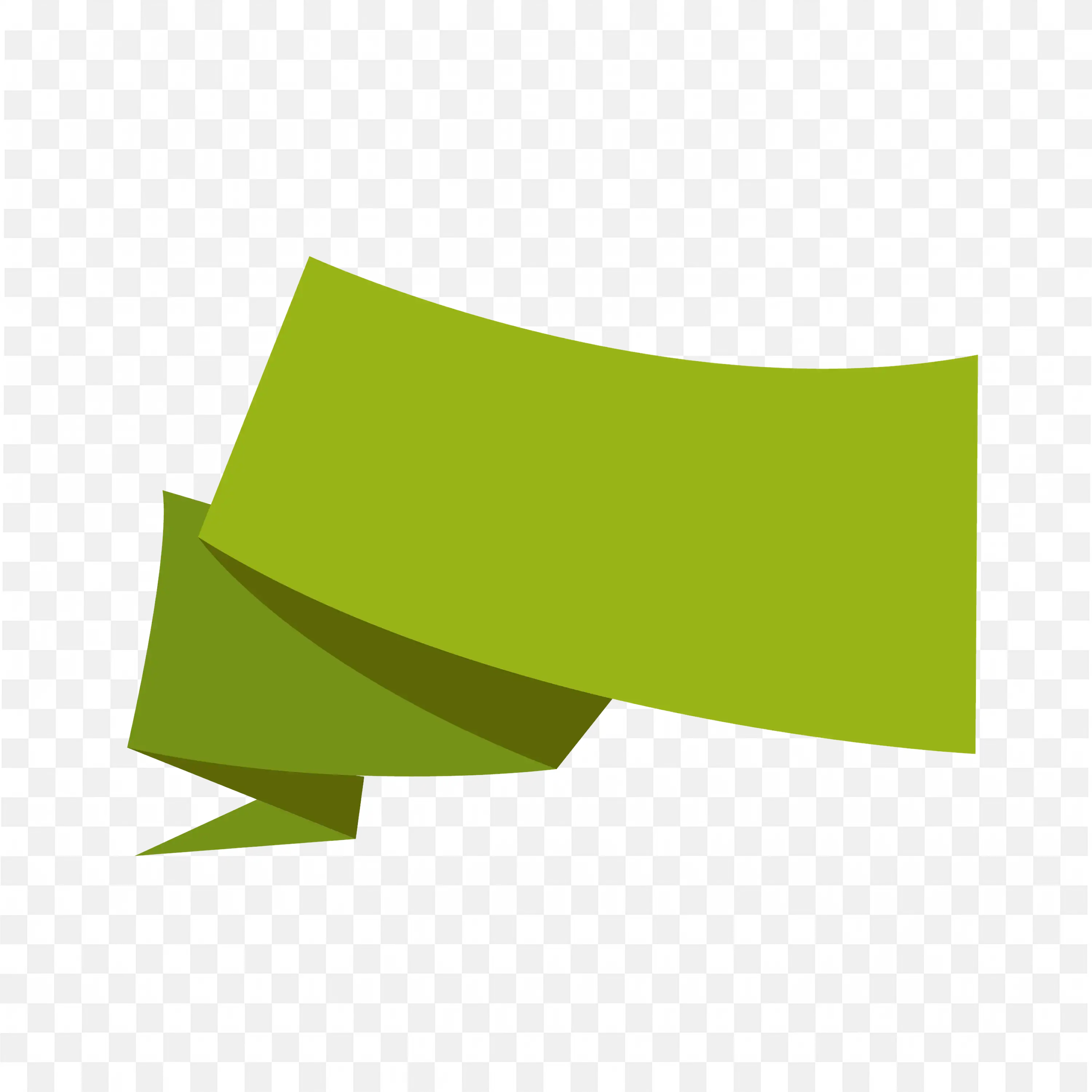 Flat Green Ribbon with Tucked Folded Corners PNG Download