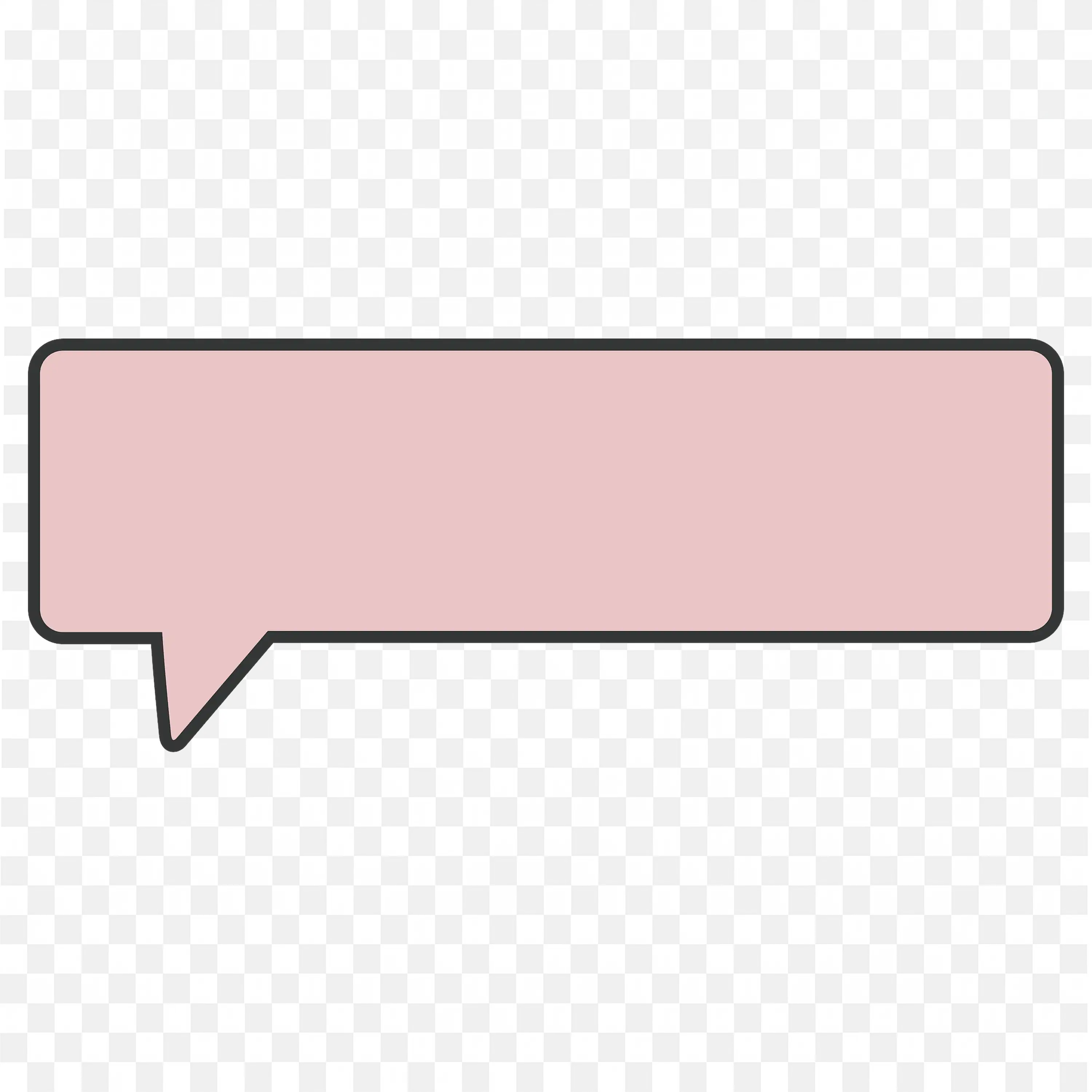 Flat Pink Rectangular Chat Bubble with Drop Shadow PNG