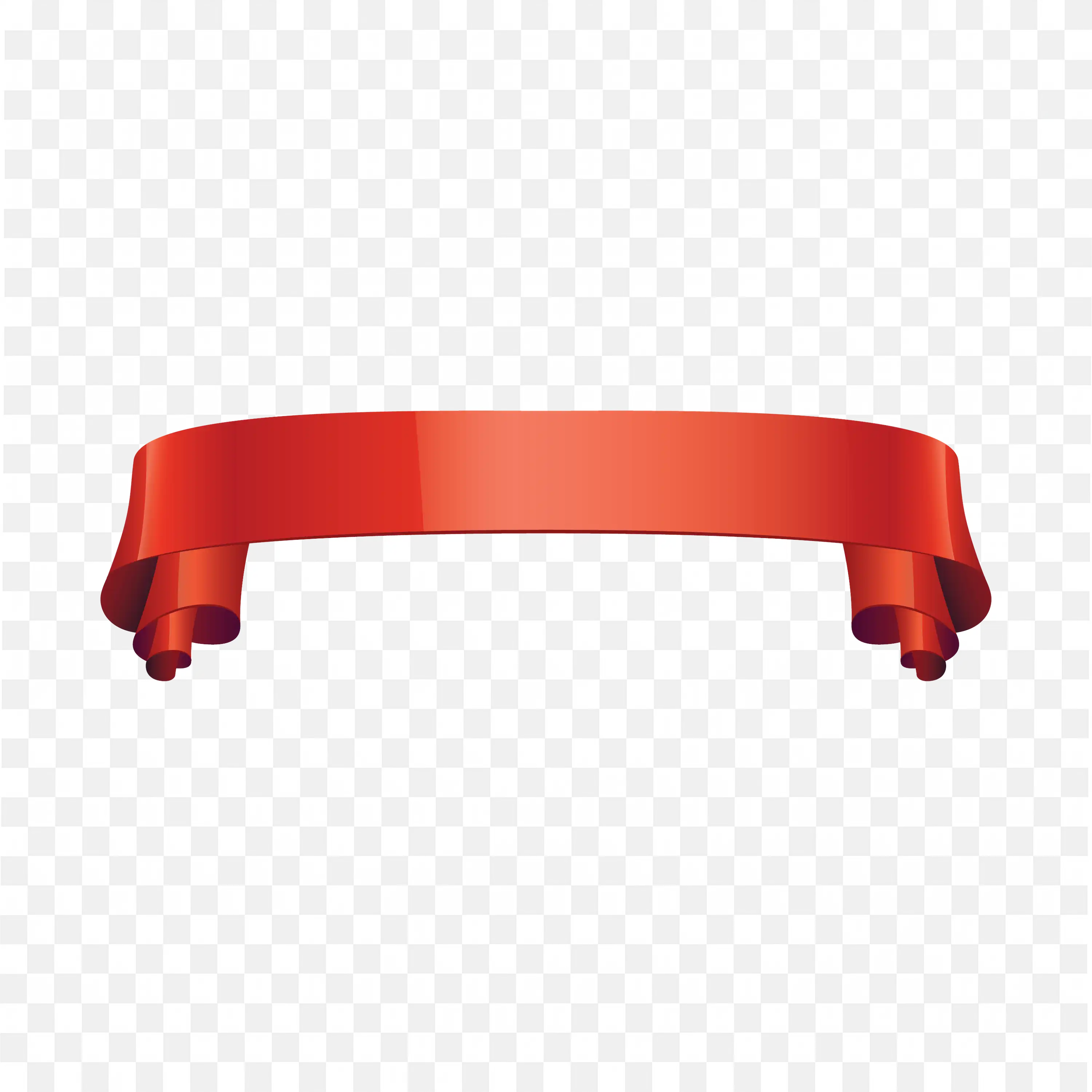 Flat Red Ribbon Banner with Subtle Curve Transparent PNG