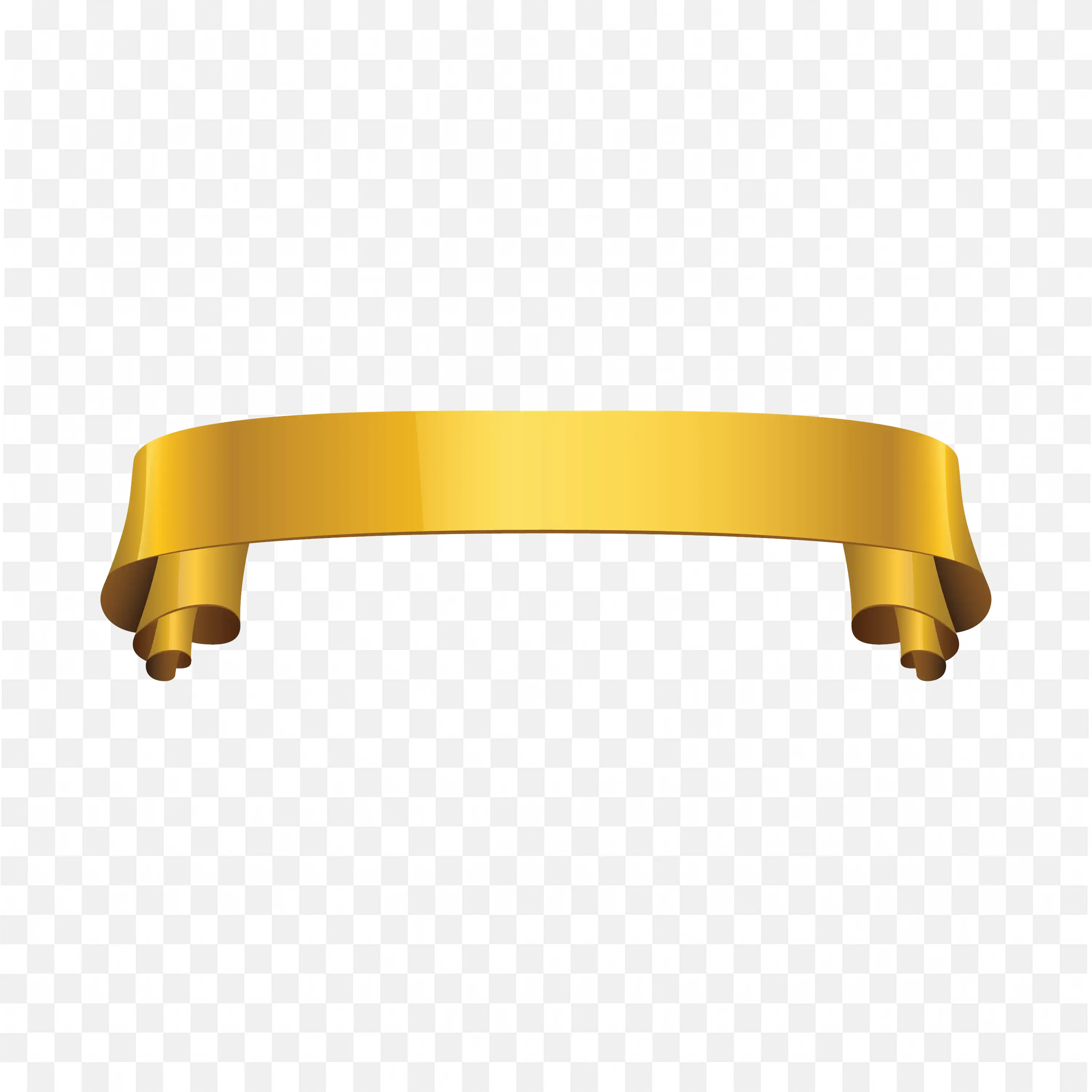 Flat Wide Gold Banner with Rounded Edges PNG Download