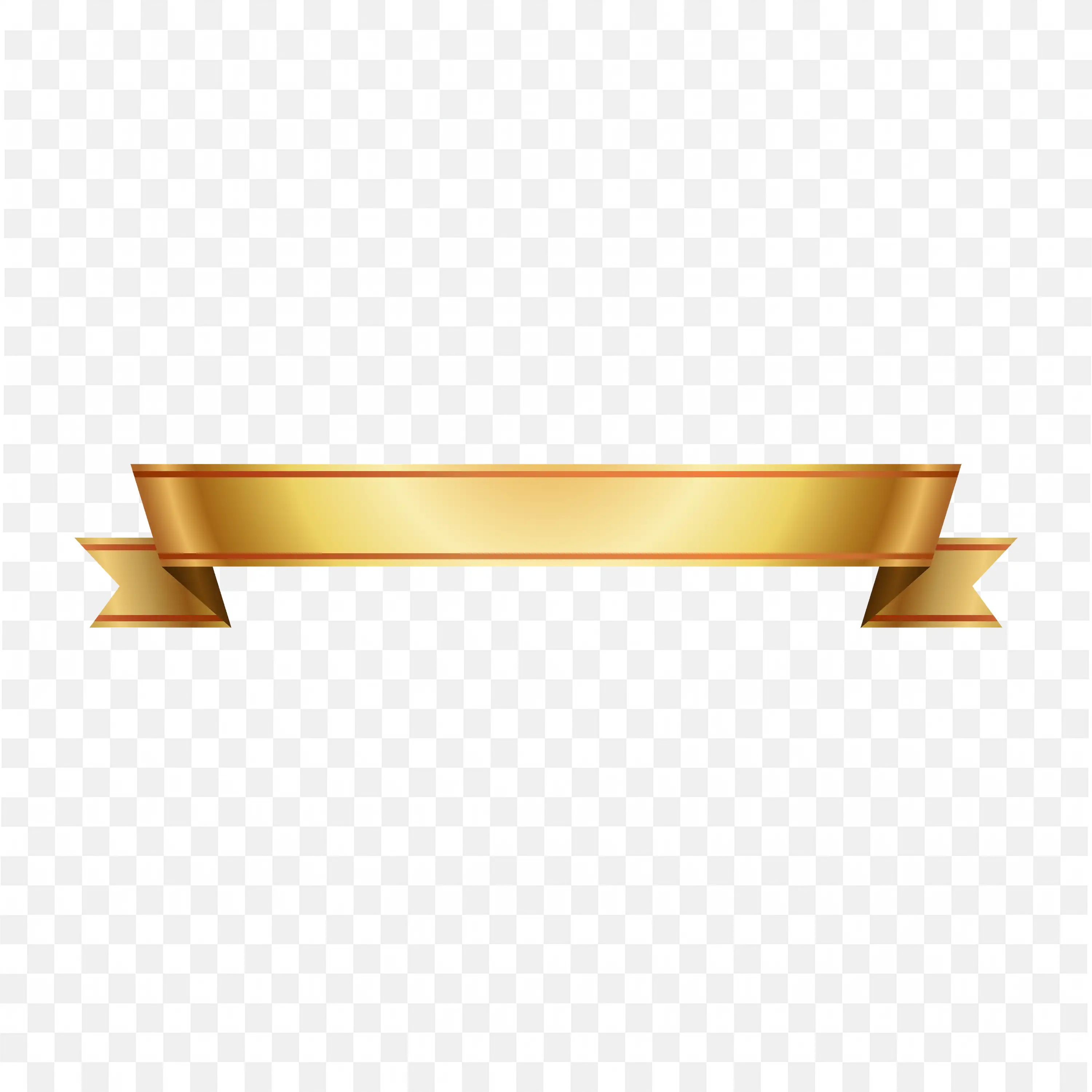 Flat Wide Gold Banner with Side Fold Shadows PNG Download