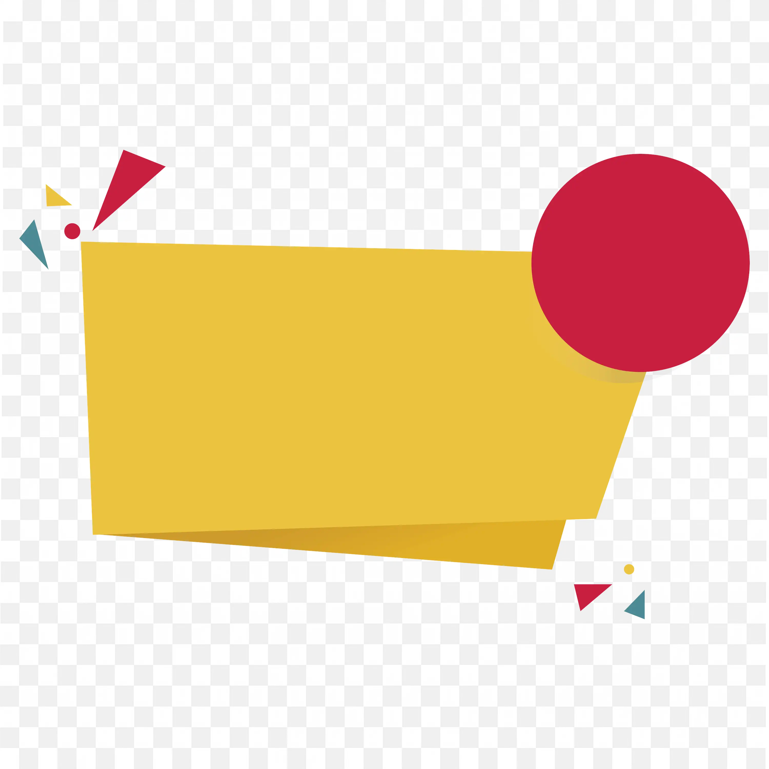 Flat Yellow Banner with Red Circle and Confetti PNG