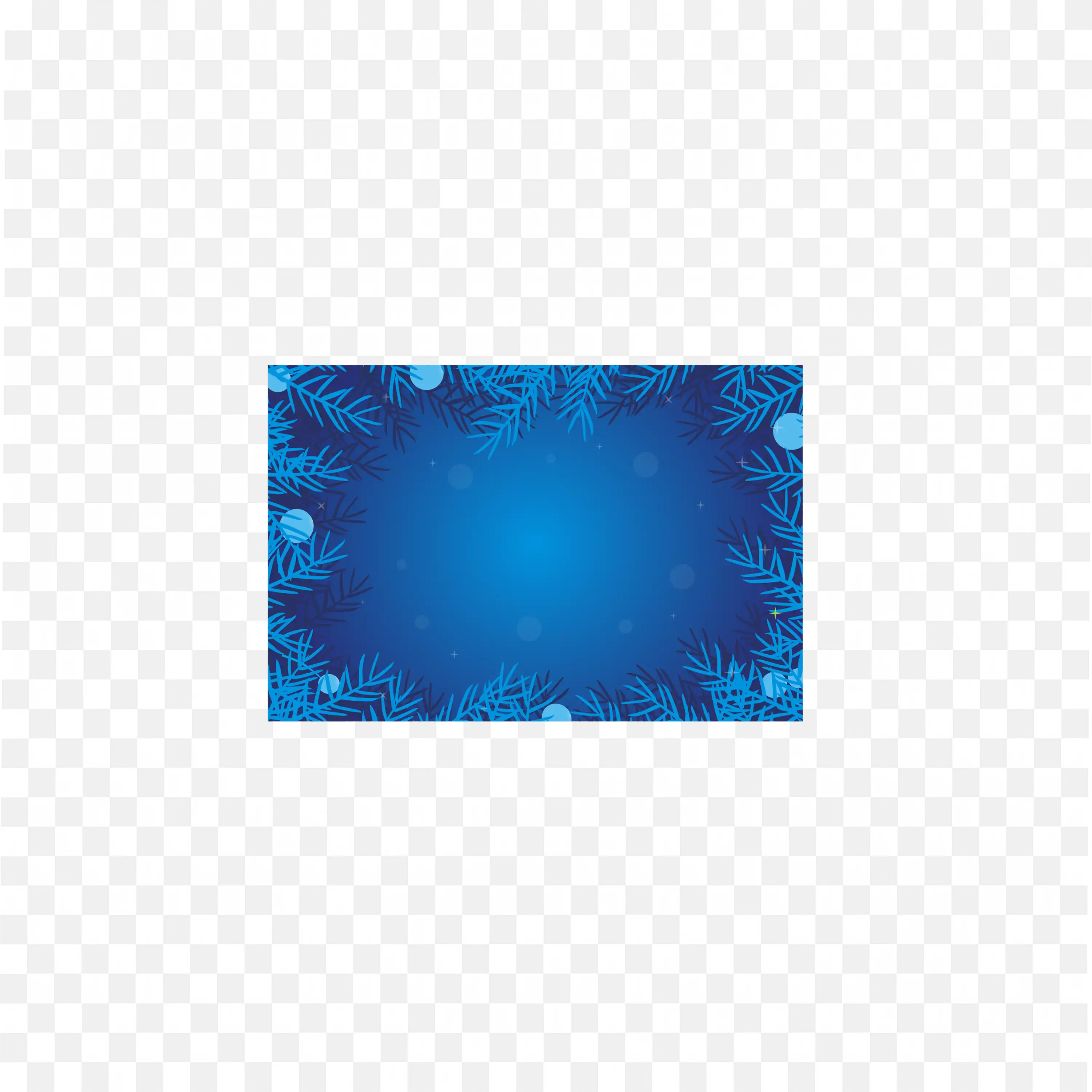 Frosted Blue Holiday Background with Pine Branch Corners PNG