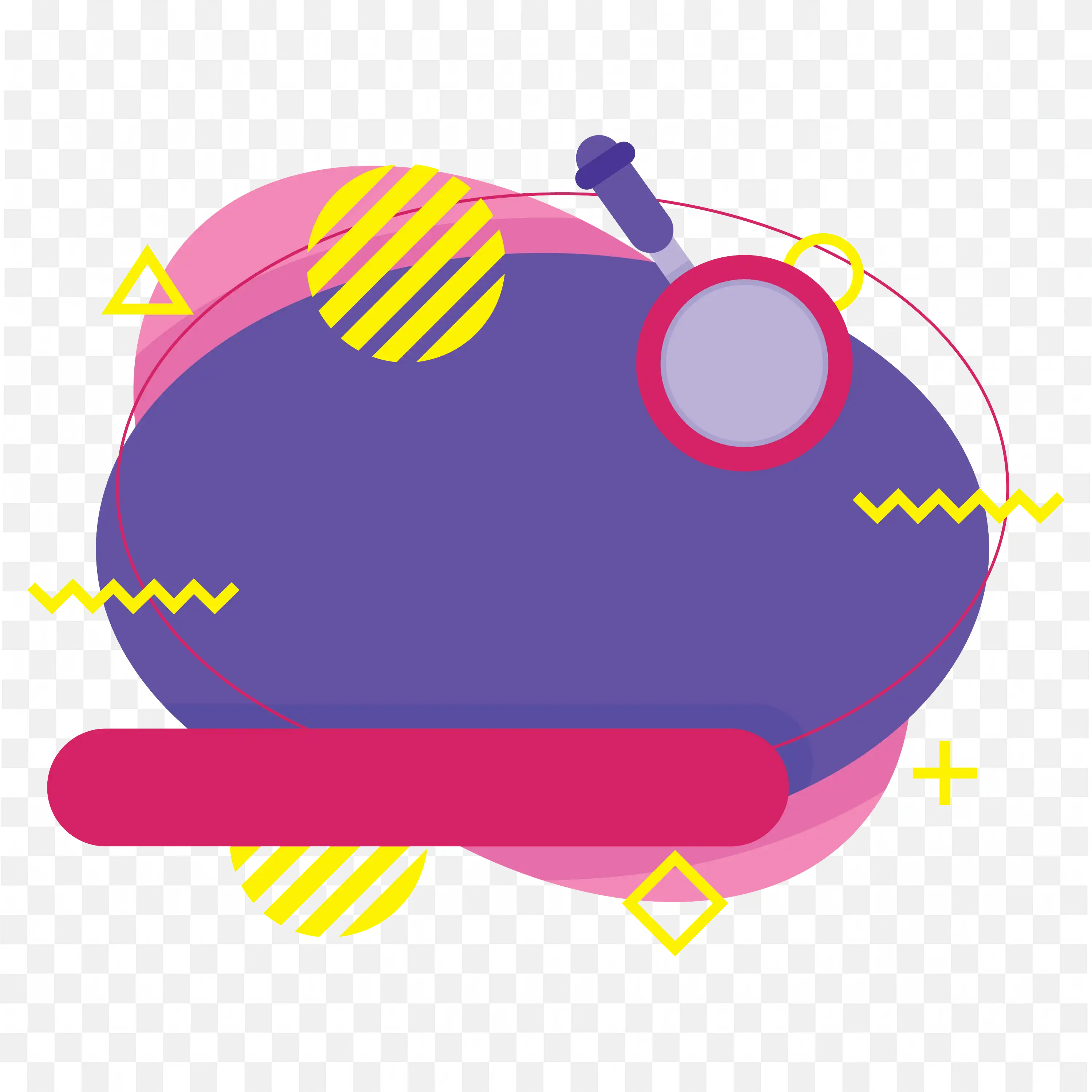 Funky Abstract Layout with Circles and Scribbles PNG