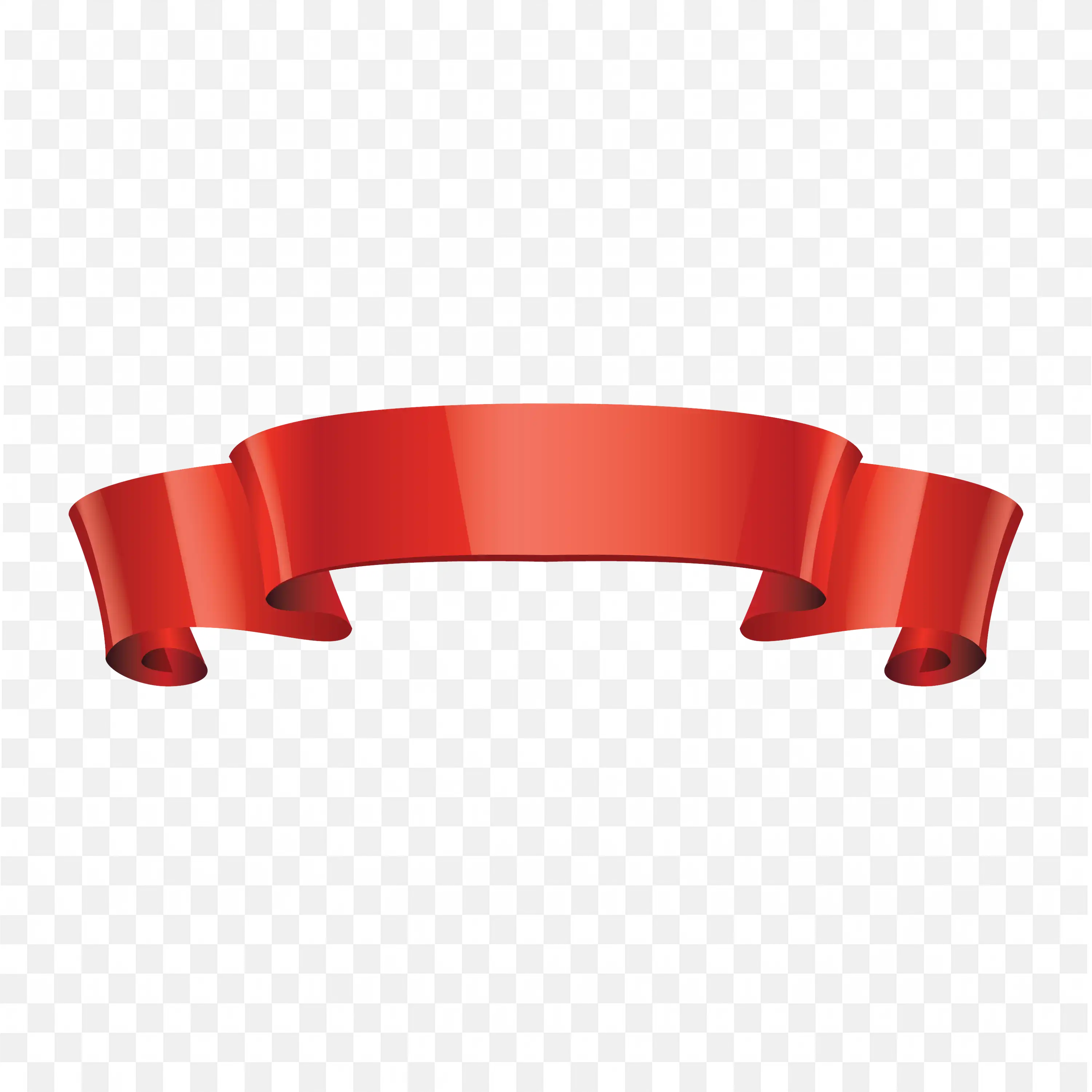 Glossy Red Ribbon Banner with Folded Ends Transparent PNG File