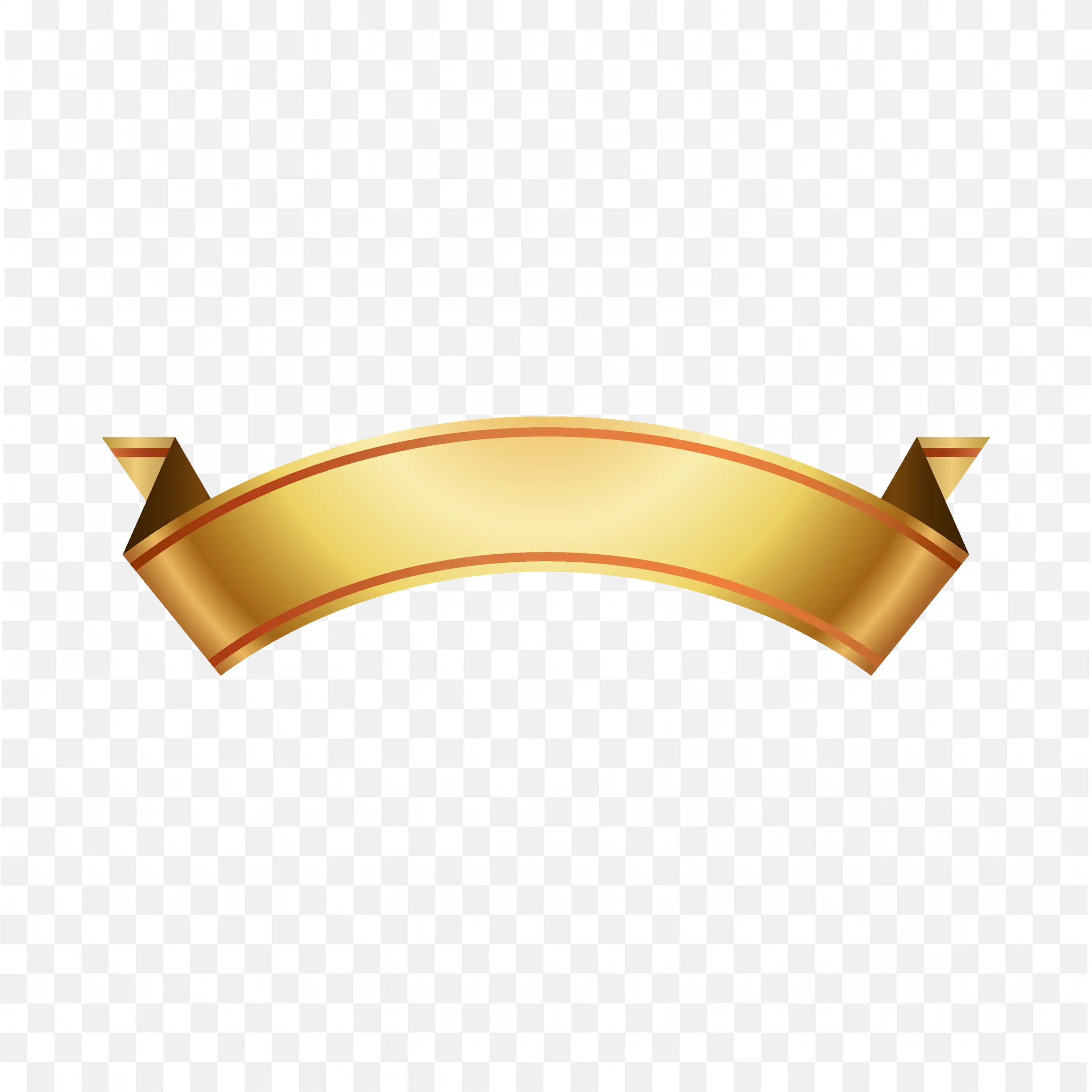 Gold Arch Ribbon Banner with Curved Fold Free PNG Download