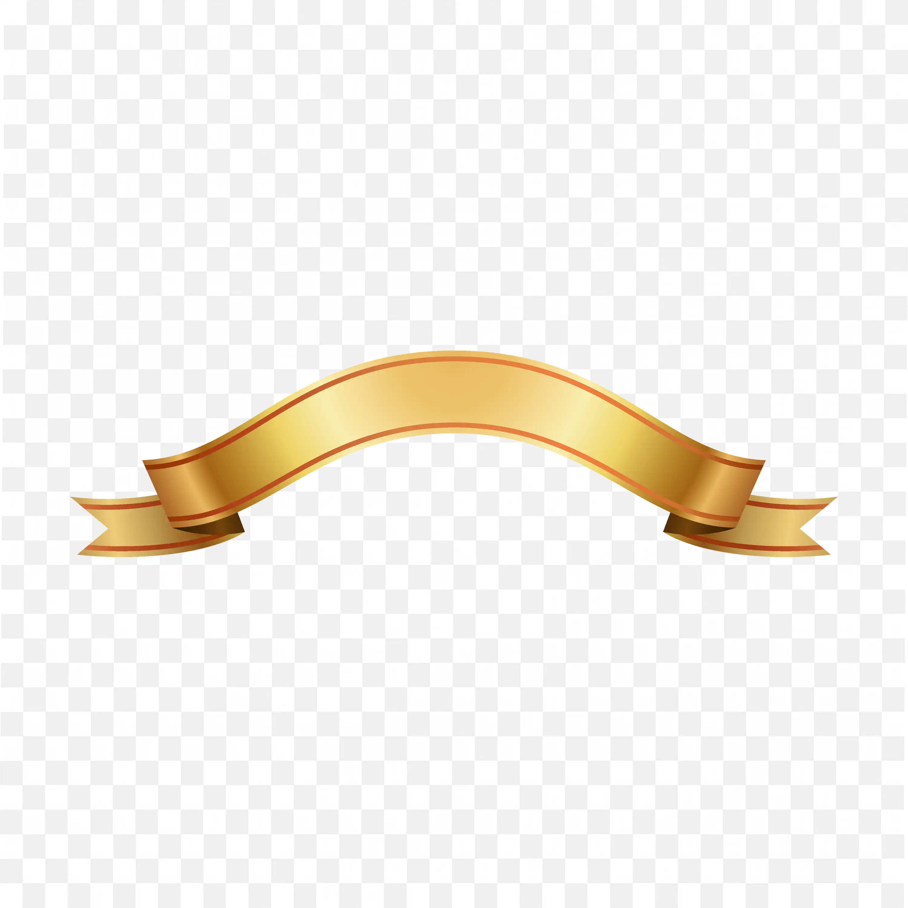 Gold Banner with Small Center Dip and Folds PNG Download