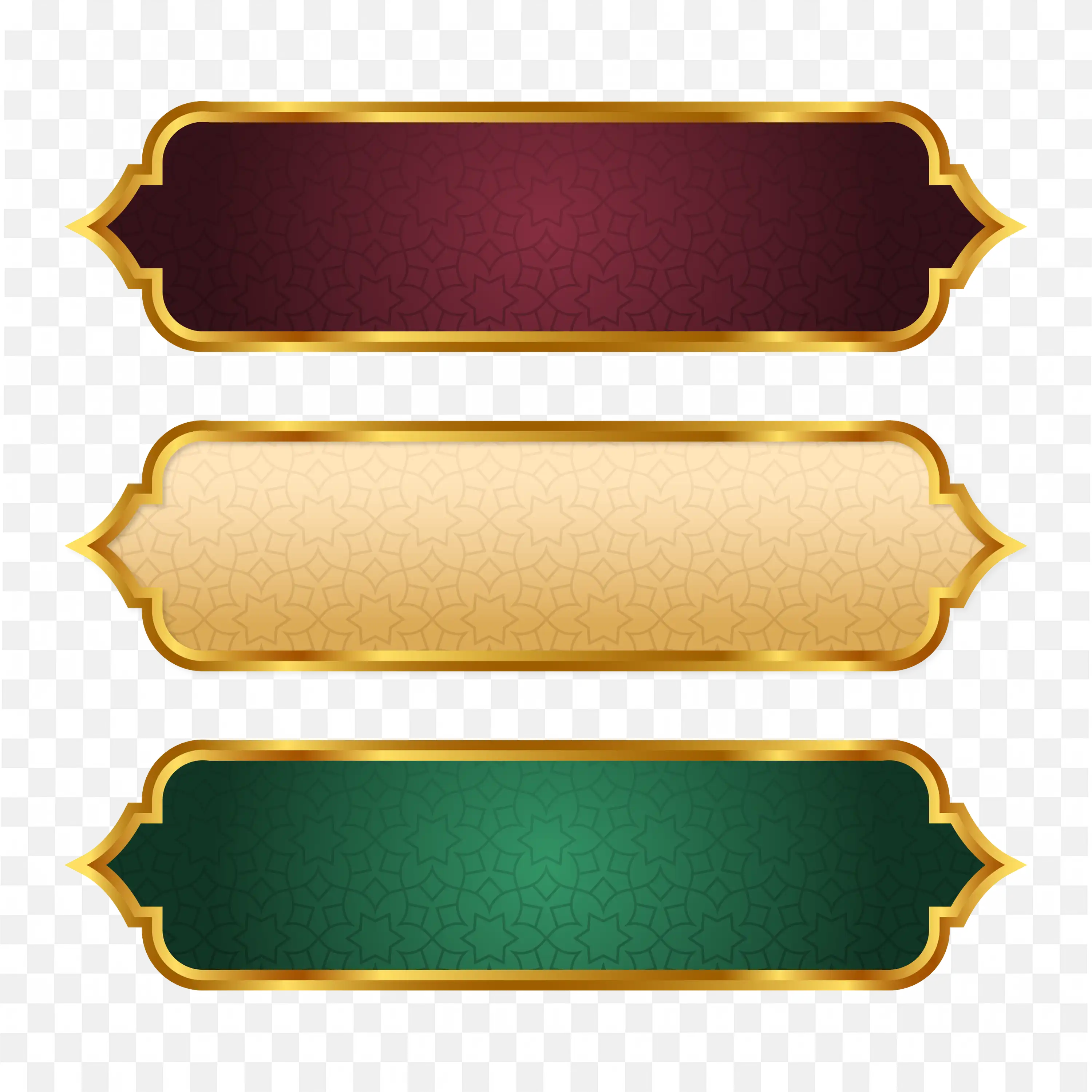 Gold Edged with Elegant Label Banner Set with Classic Patterns