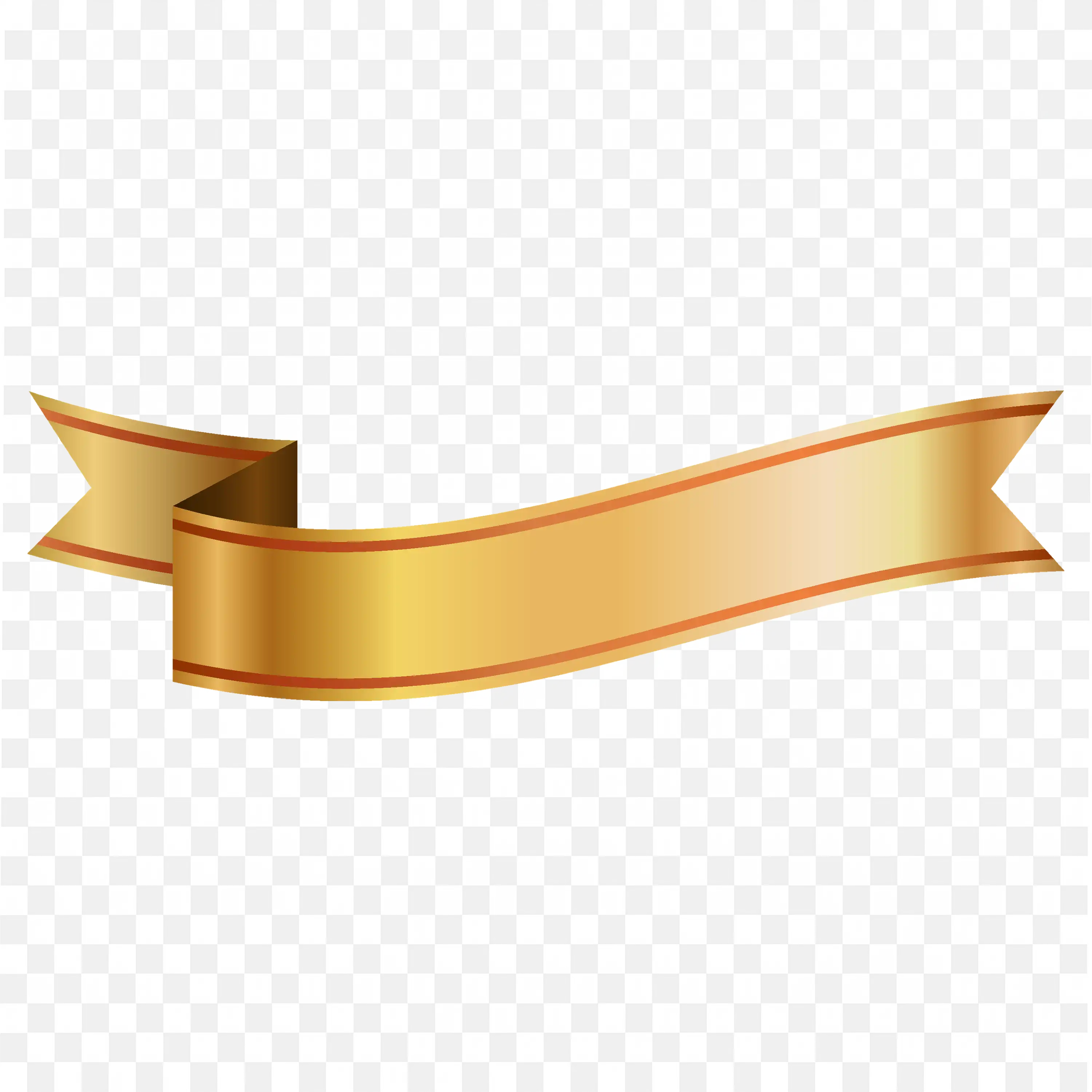 Gold Folded Ribbon with Highlight Shine Effect PNG Download