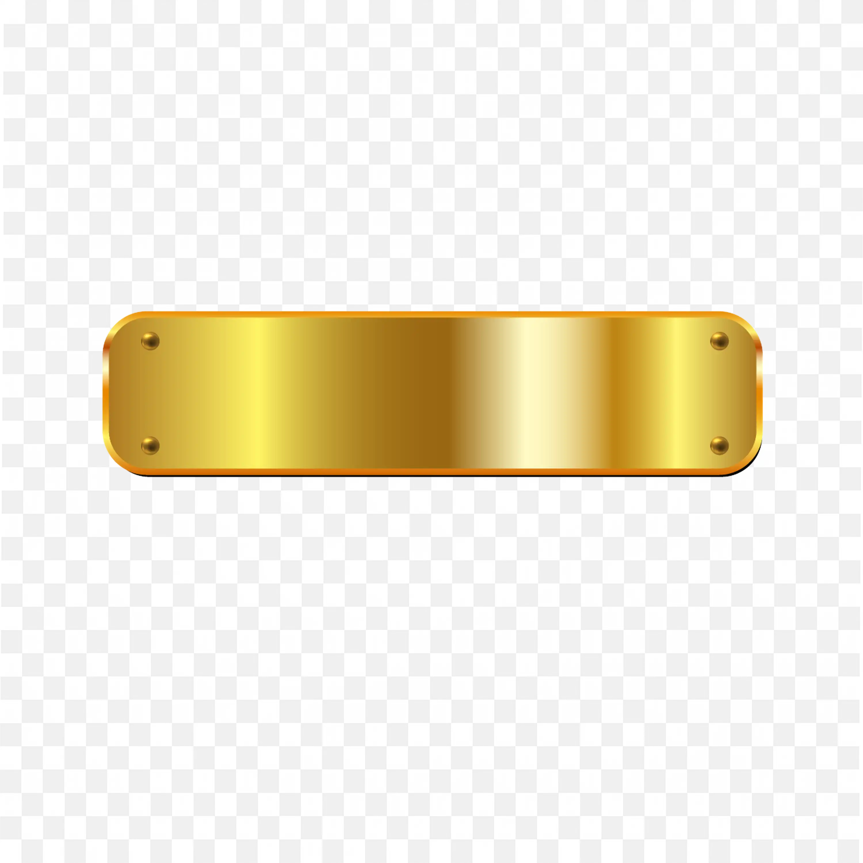 Gold Metal Plate Banner with Screws PNG Label Vector Graphic