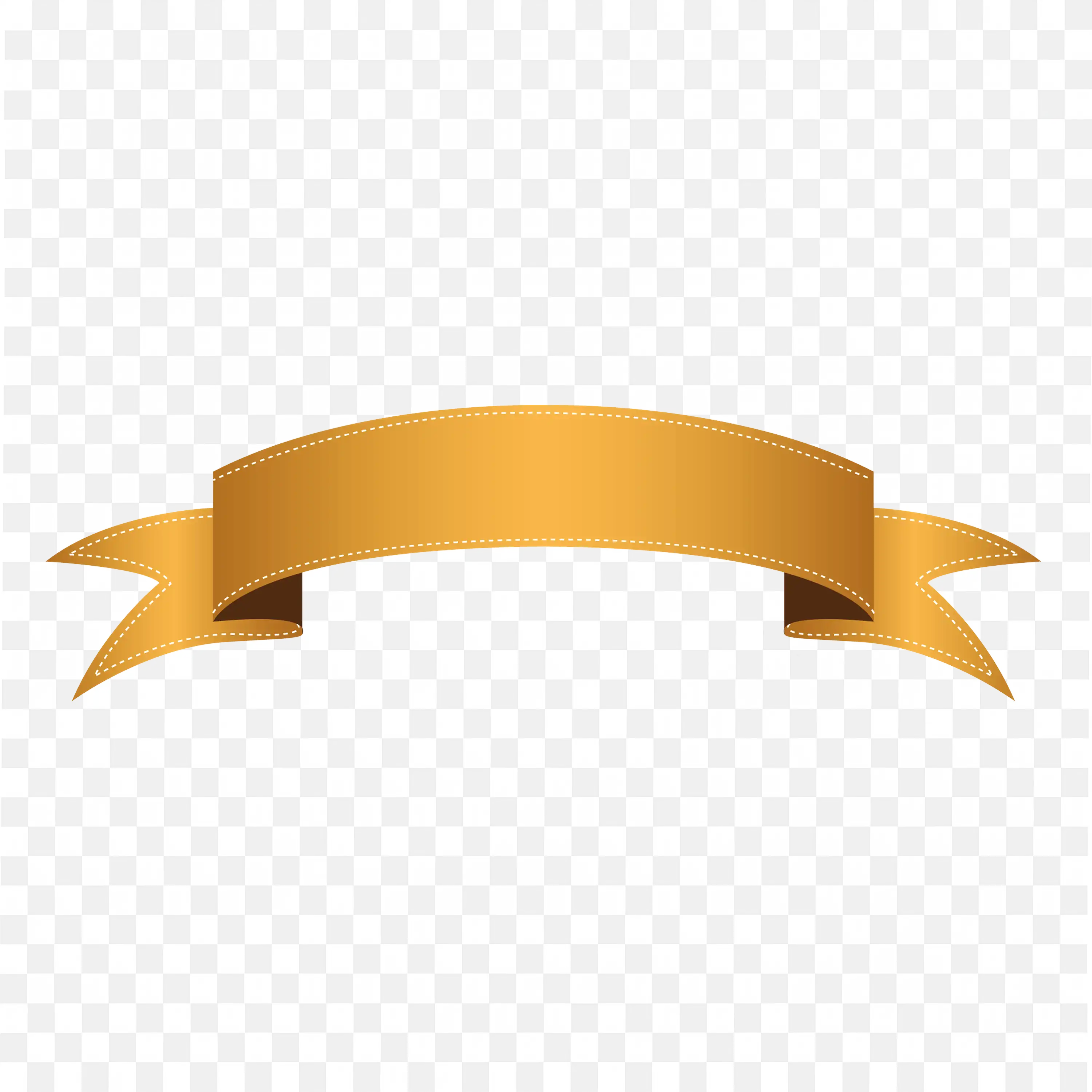 Golden Curved Ribbon Banner PNG Vector Clipart Illustration