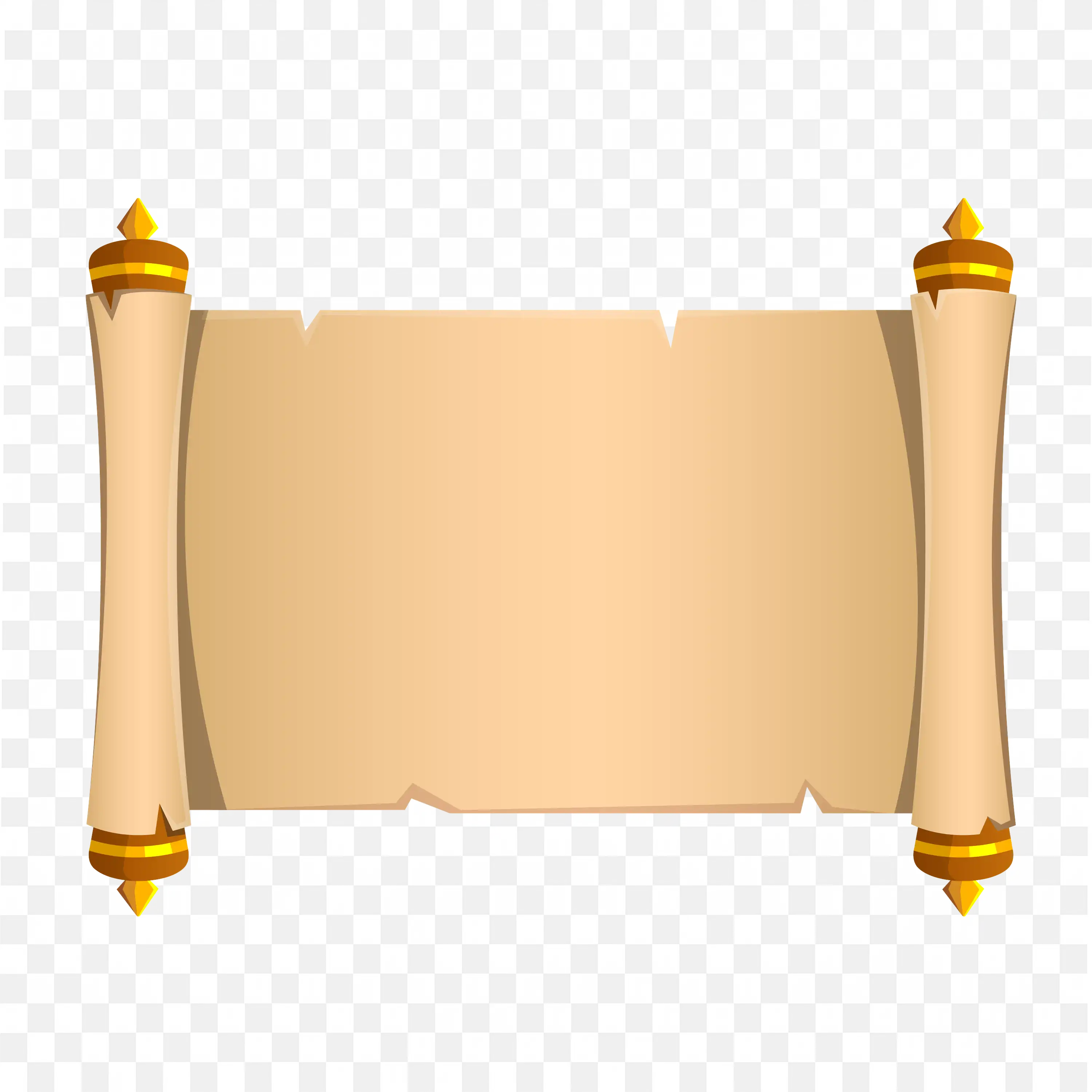 Golden Rod Scroll Banner with Blank Space PNG Illustration