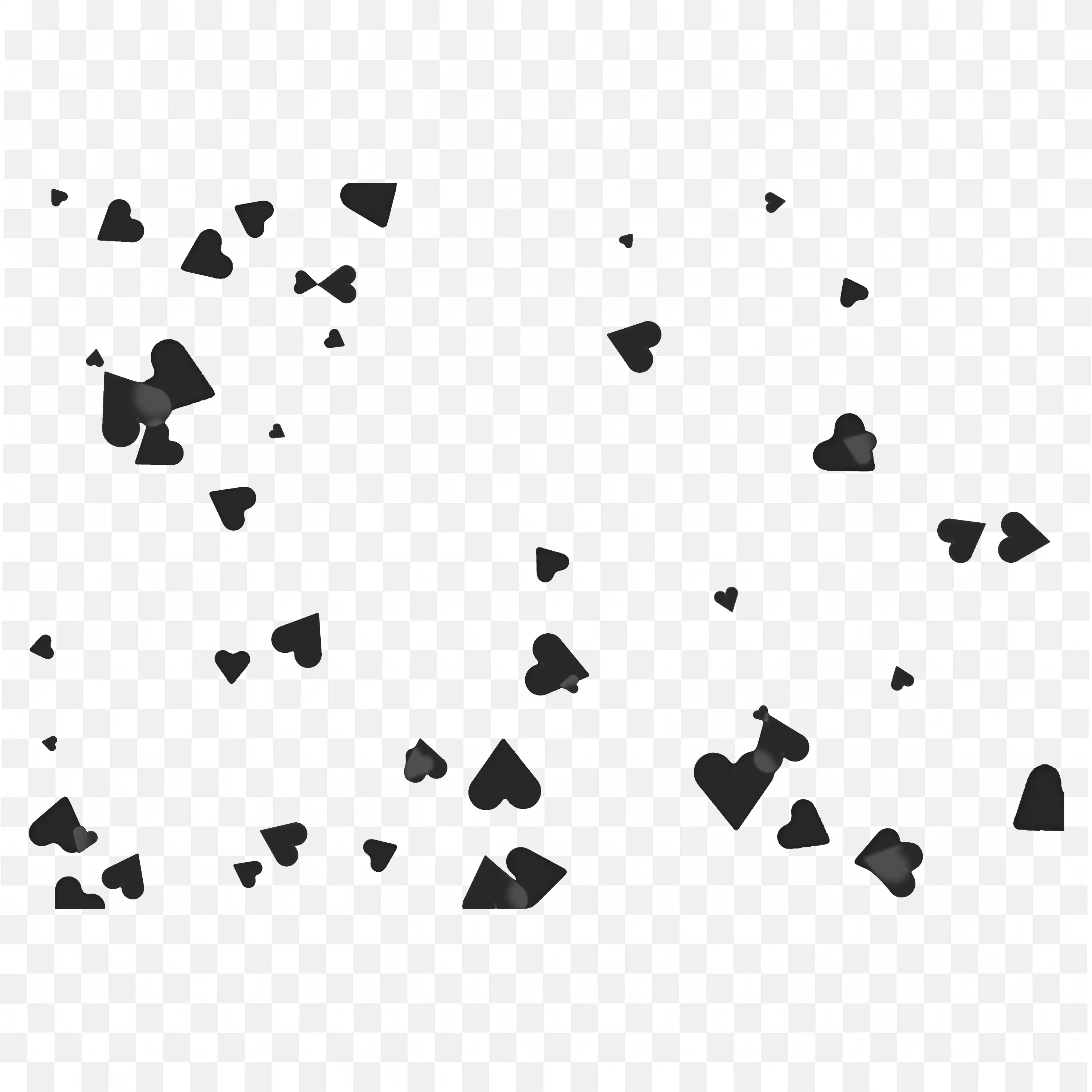 Gray Heart Confetti Layer on Black Background PNG Download