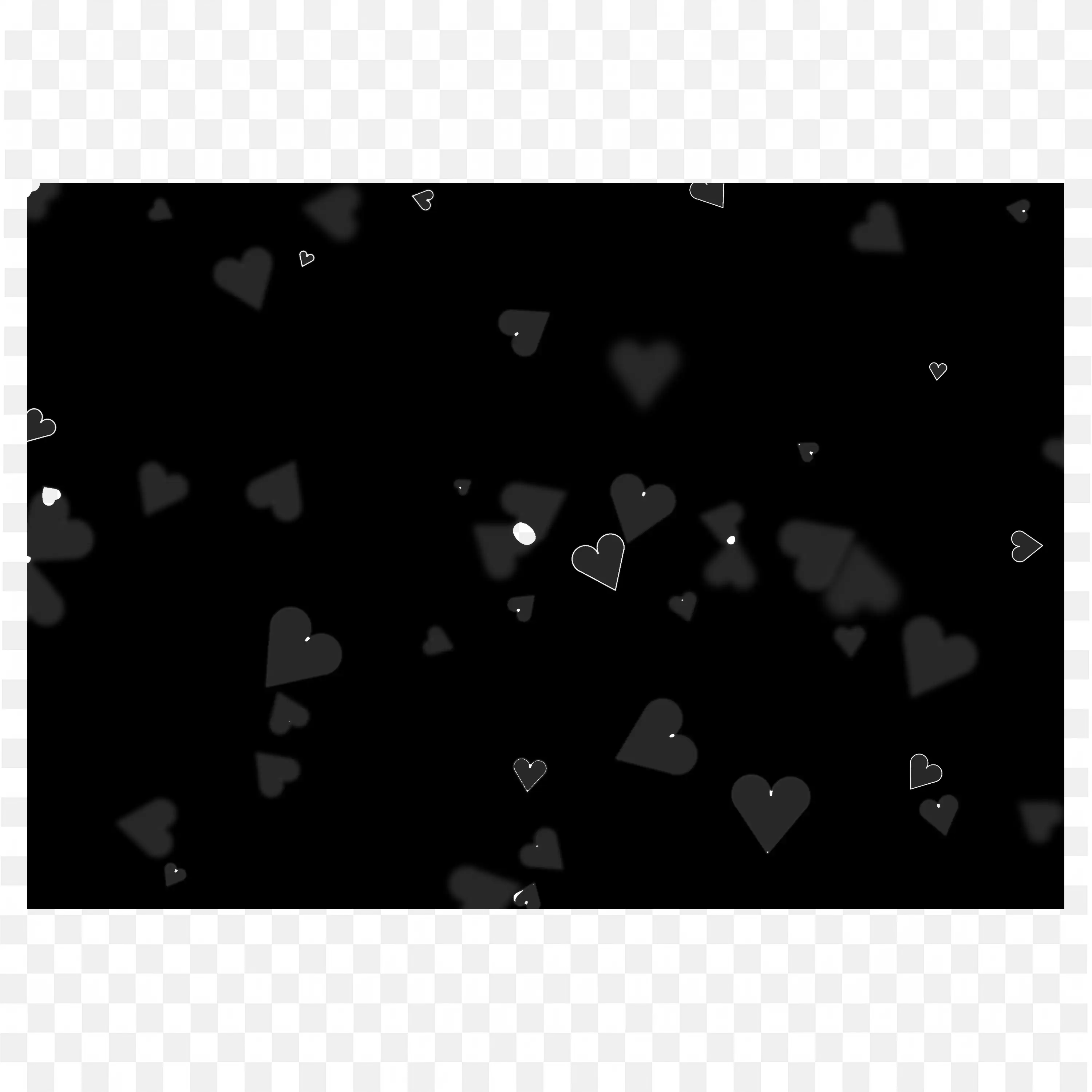Gray Heart Particle Scatter Overlay on Black Background PNG