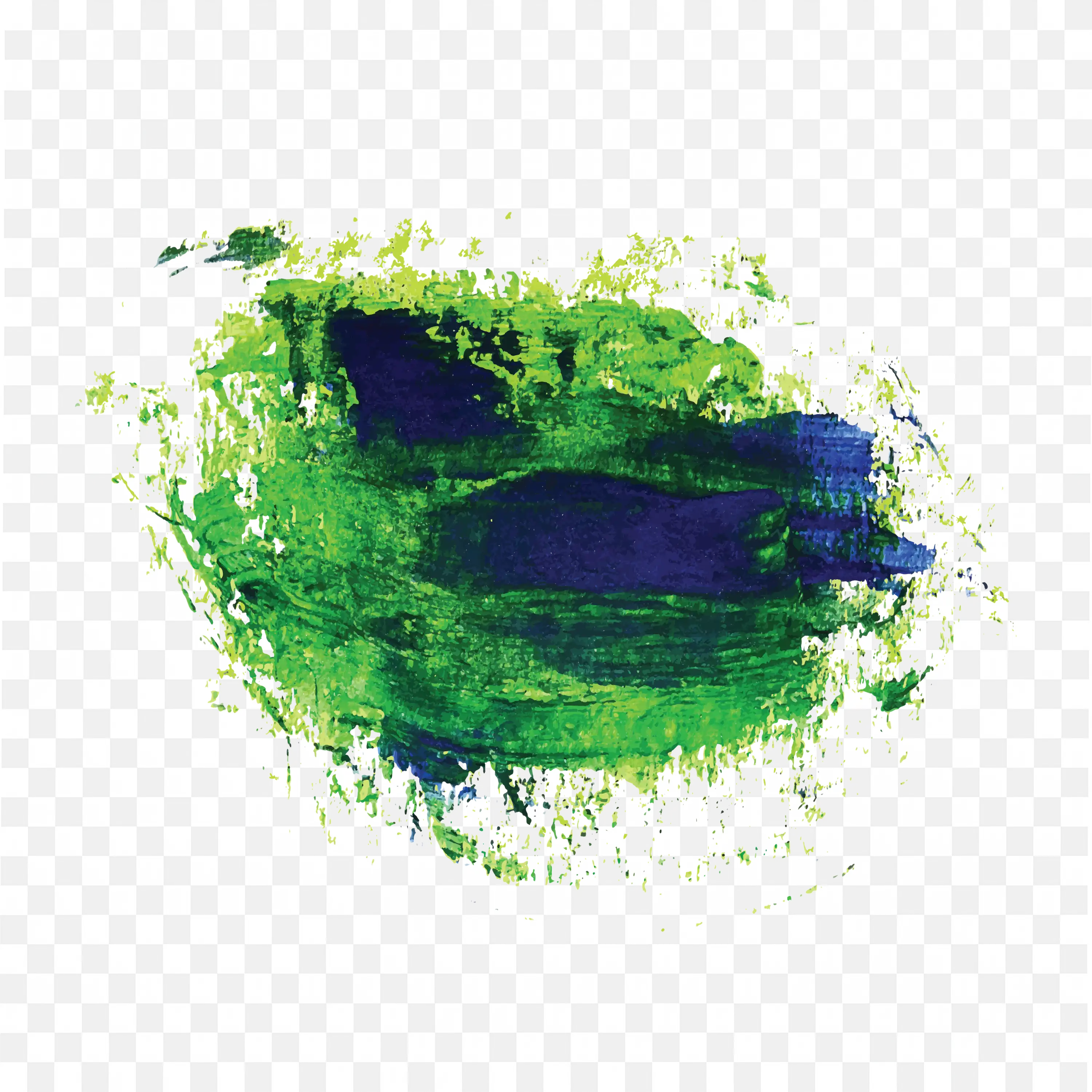 Green and Blue Textured Paint Brush Stroke with Splatter PNG