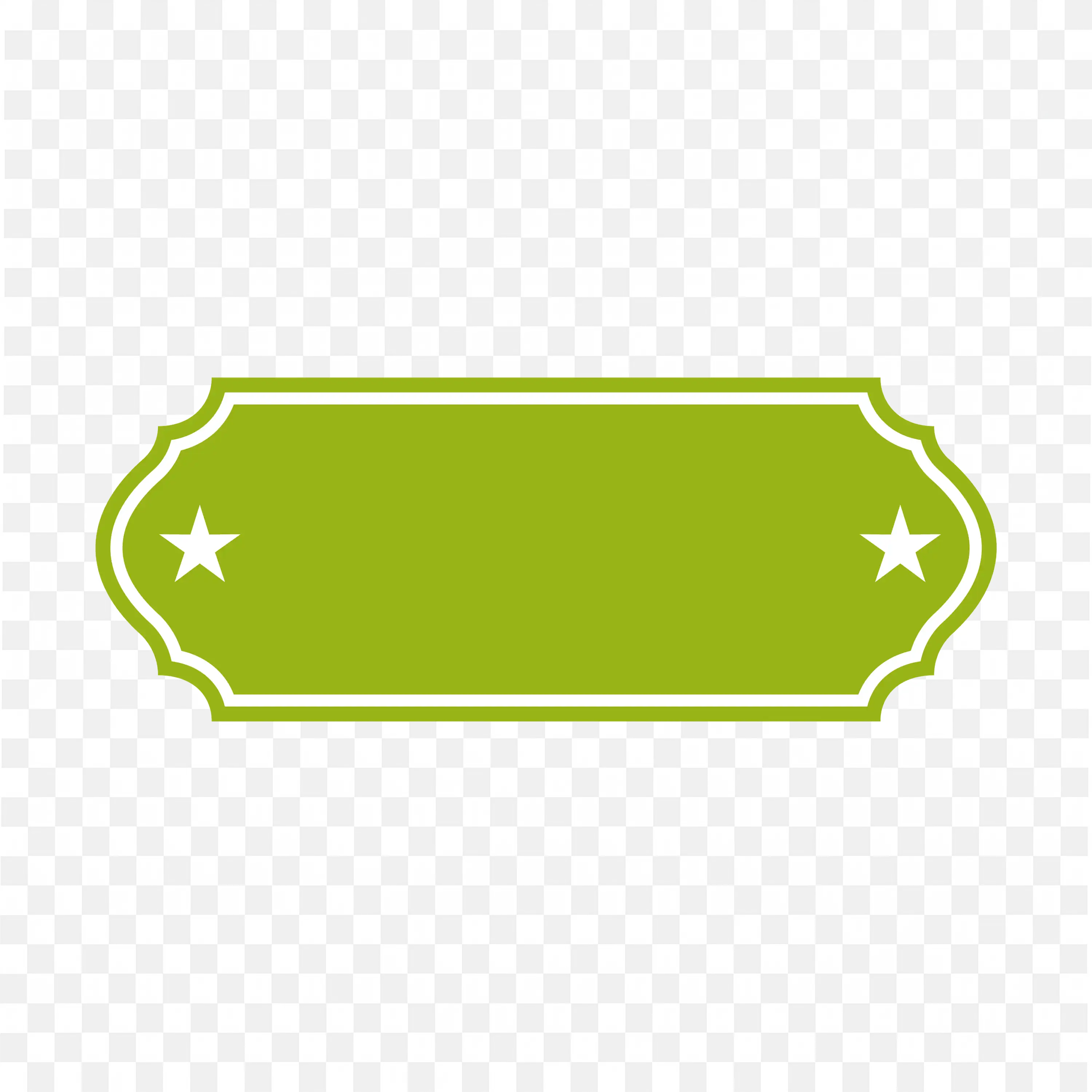 Green Decorative Label with Stars and White Border PNG