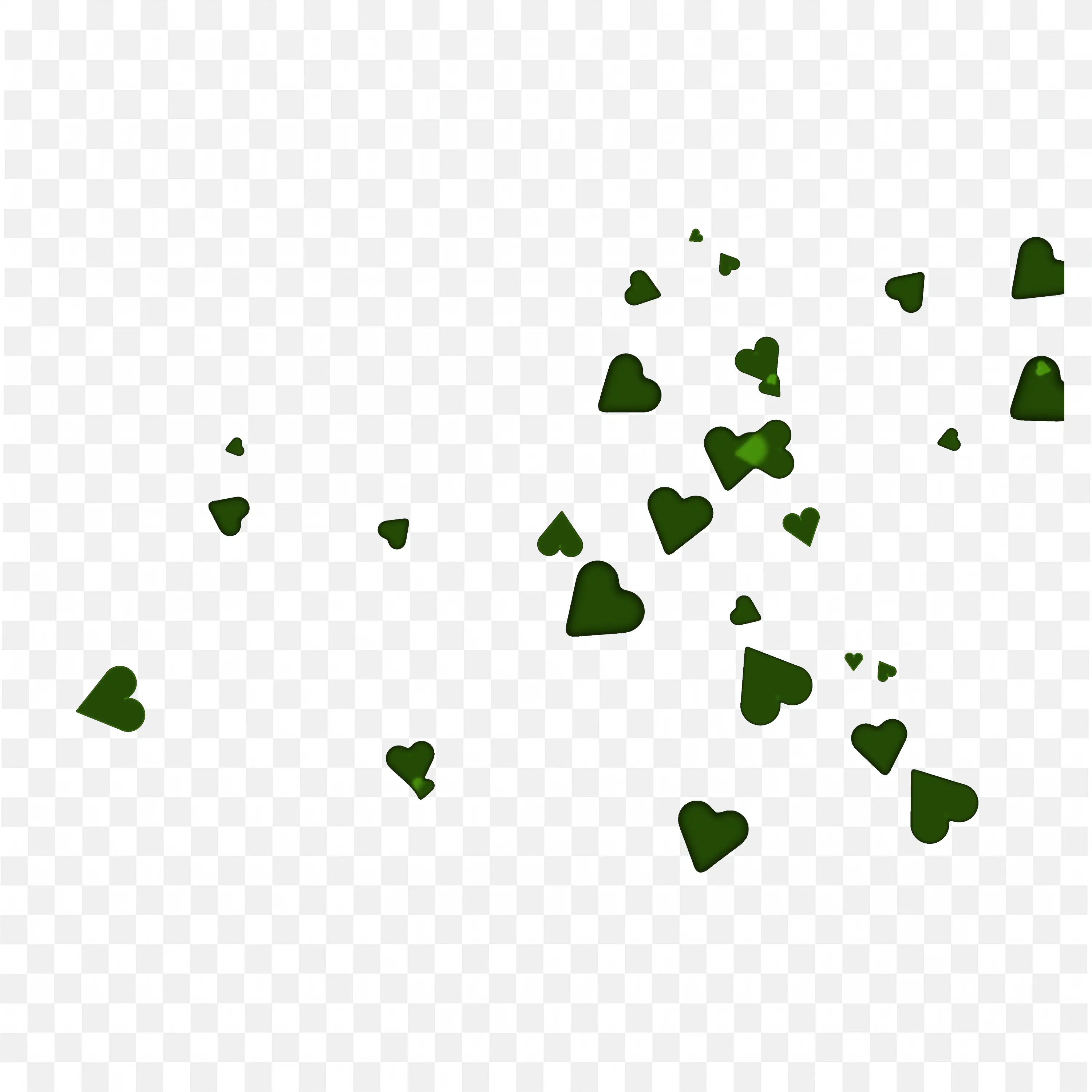 Green Heart Confetti Layer on Black Background PNG Download