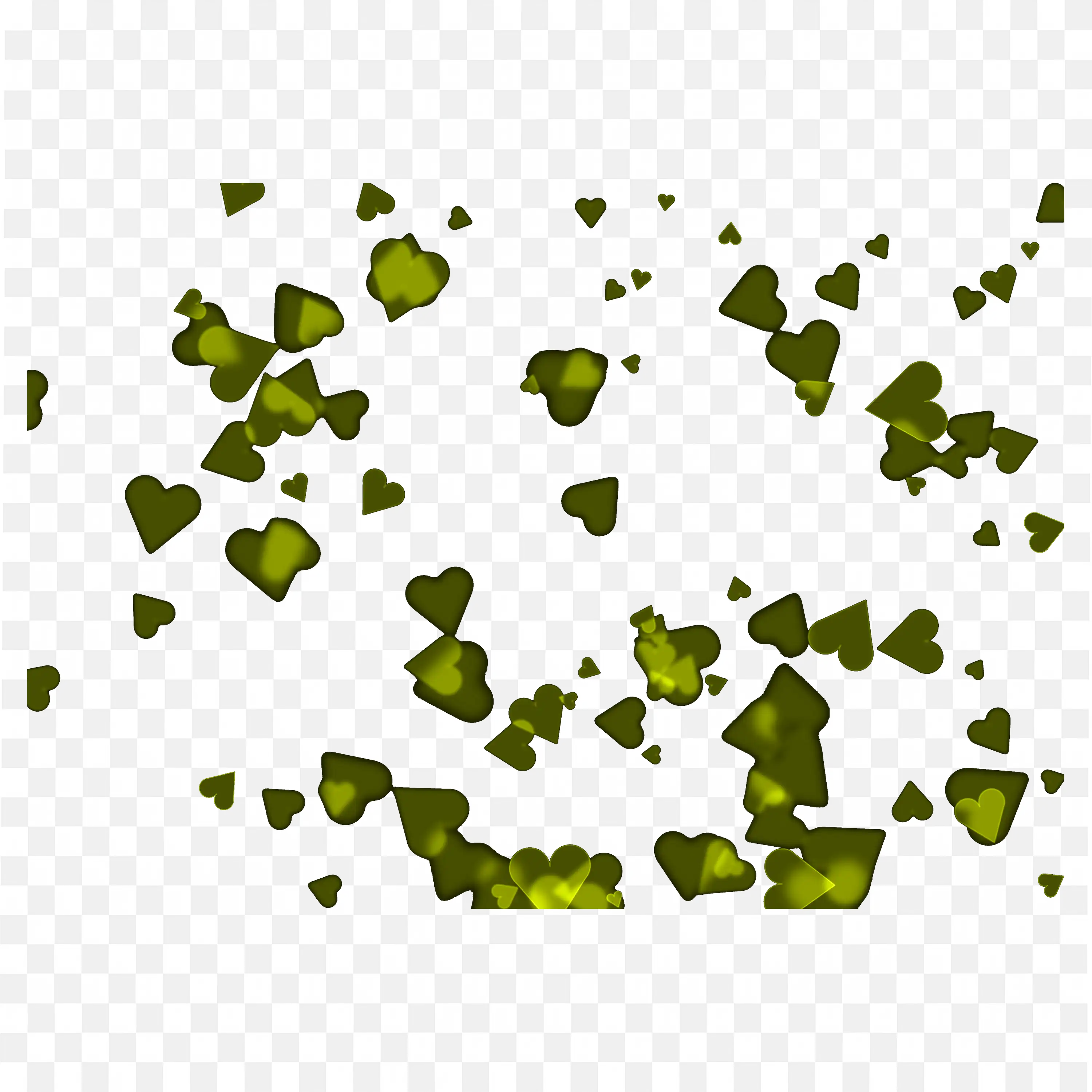 Group of Yellow Heart Confetti Overlay on Black Background