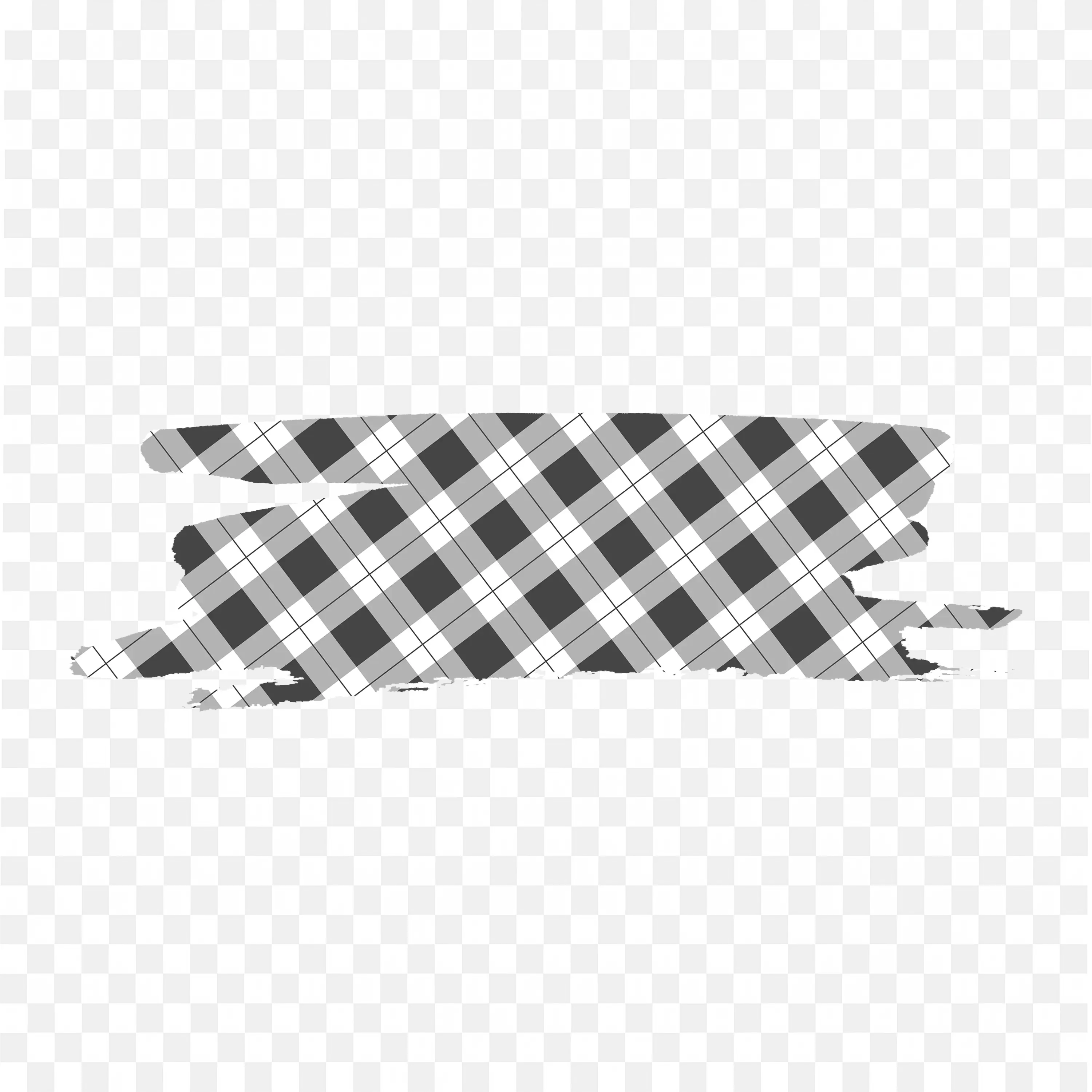 Grunge Brush Banner with Black and White Plaid PNG