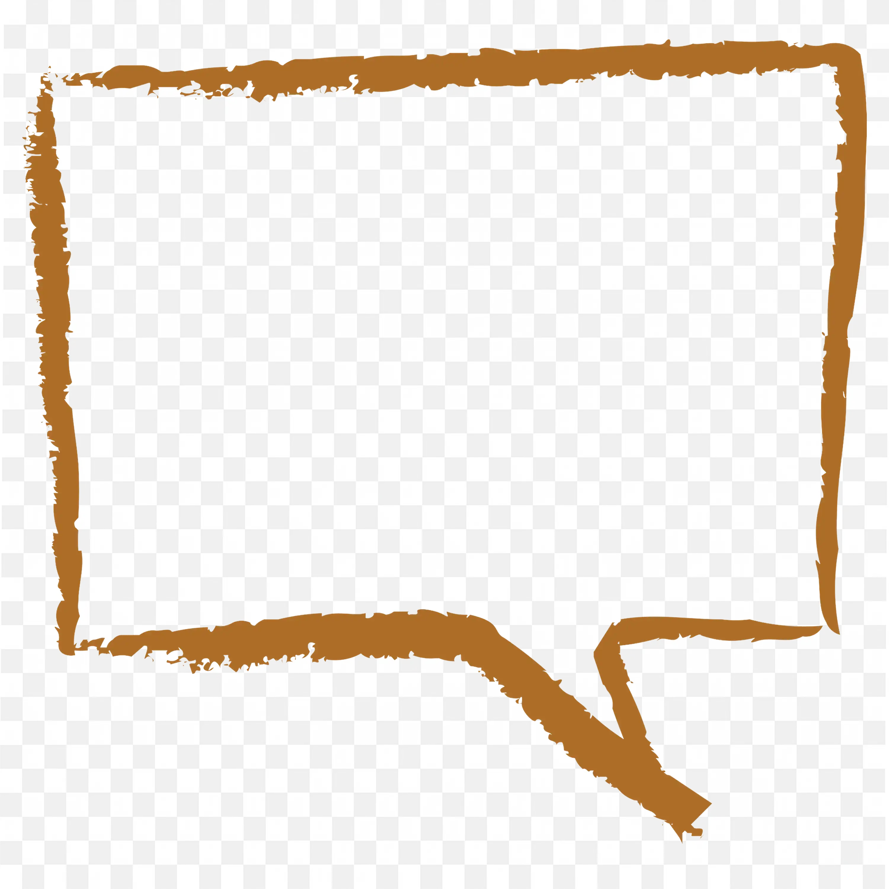 Grunge Style Brown Square Speech Bubble with Rough Edges PNG