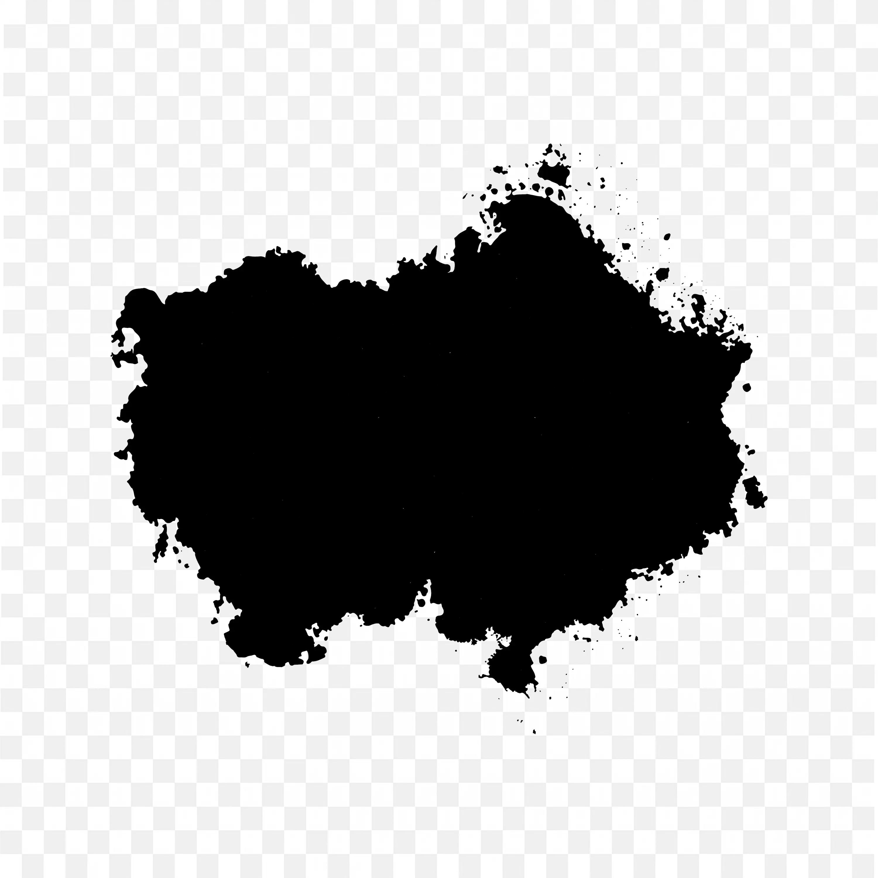 Grunge Style in Black Ink Splotch Banner PNG Download