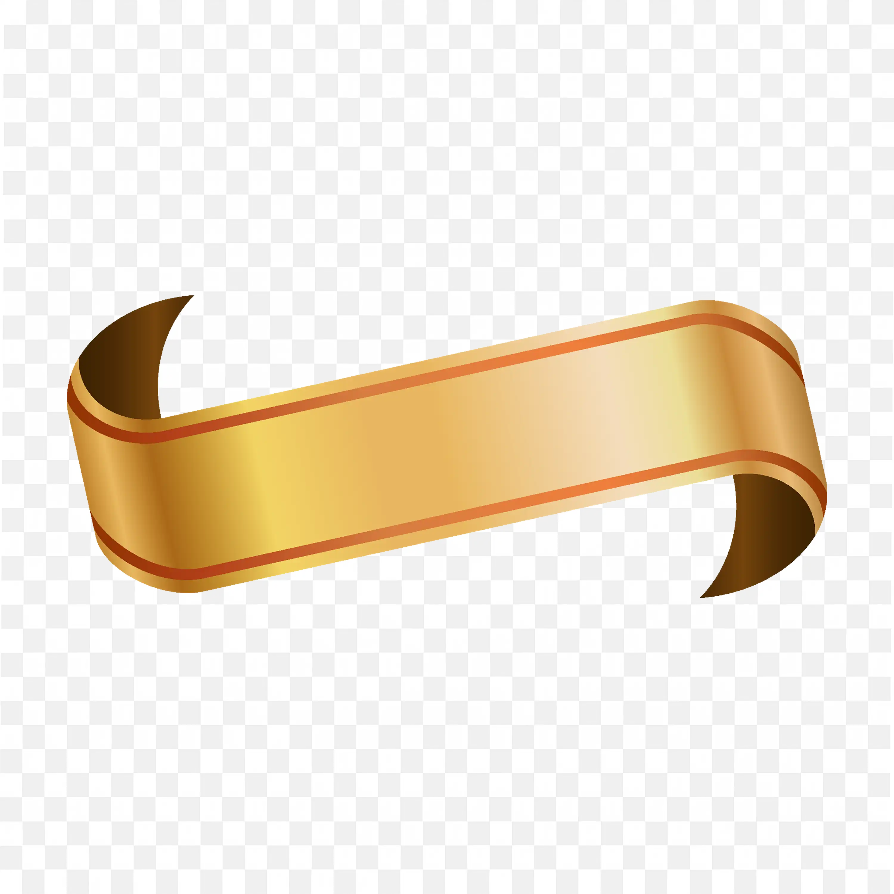 Half Curled Gold Ribbon with Bold Side Ends PNG Download