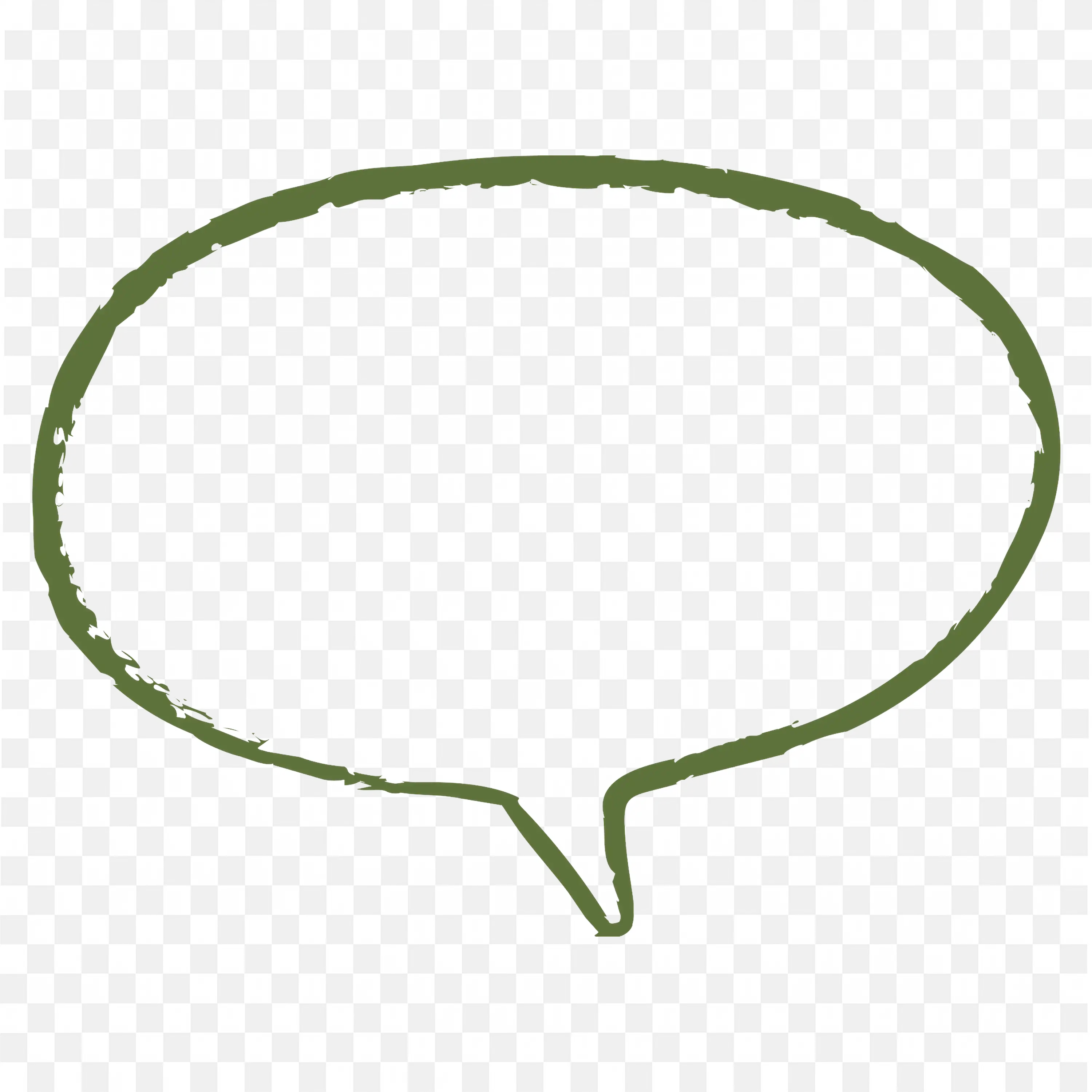 Hand Drawn in Green Oval Speech Bubble with Sketch Style PNG