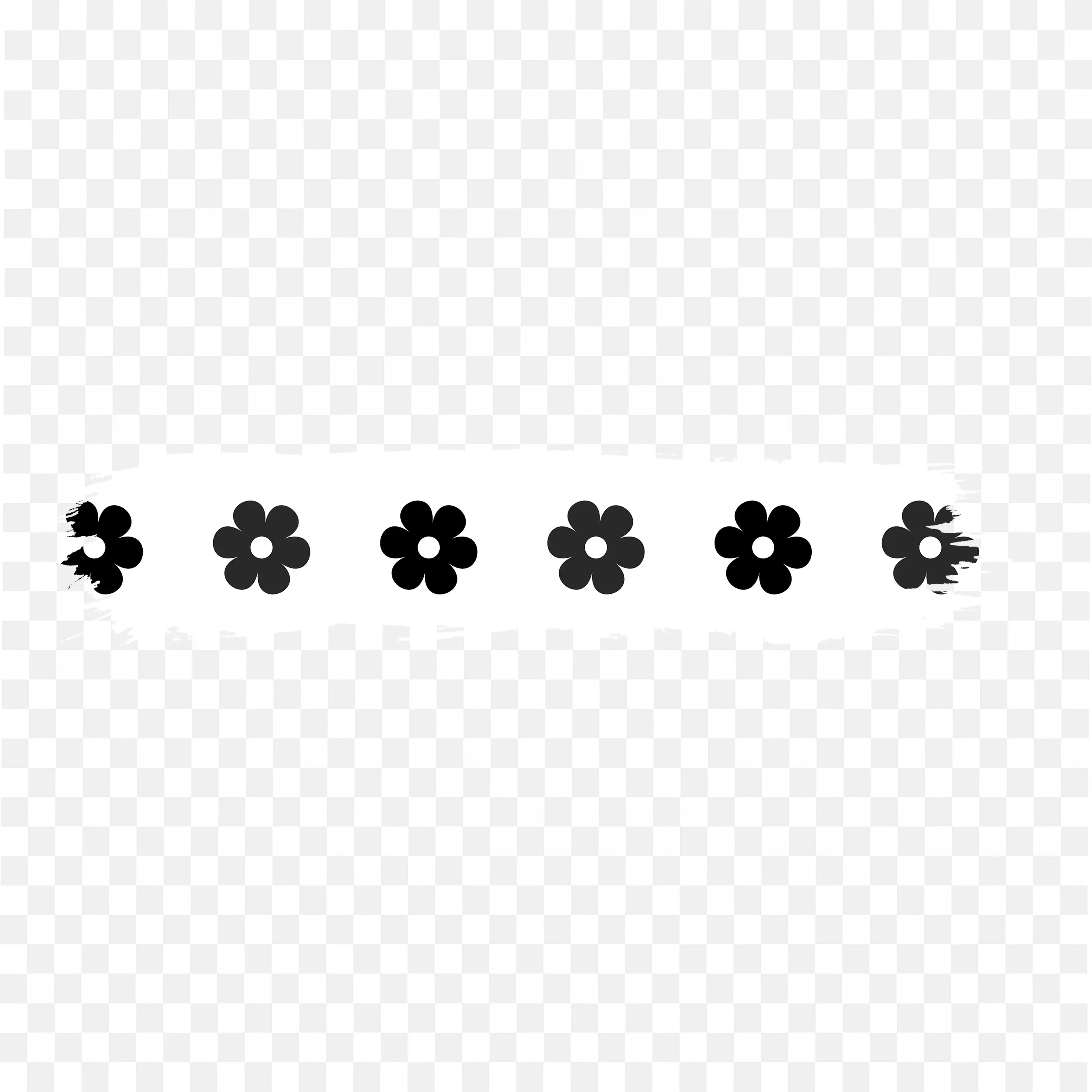 Horizontal Row of Stylized Black Flower Shapes PNG