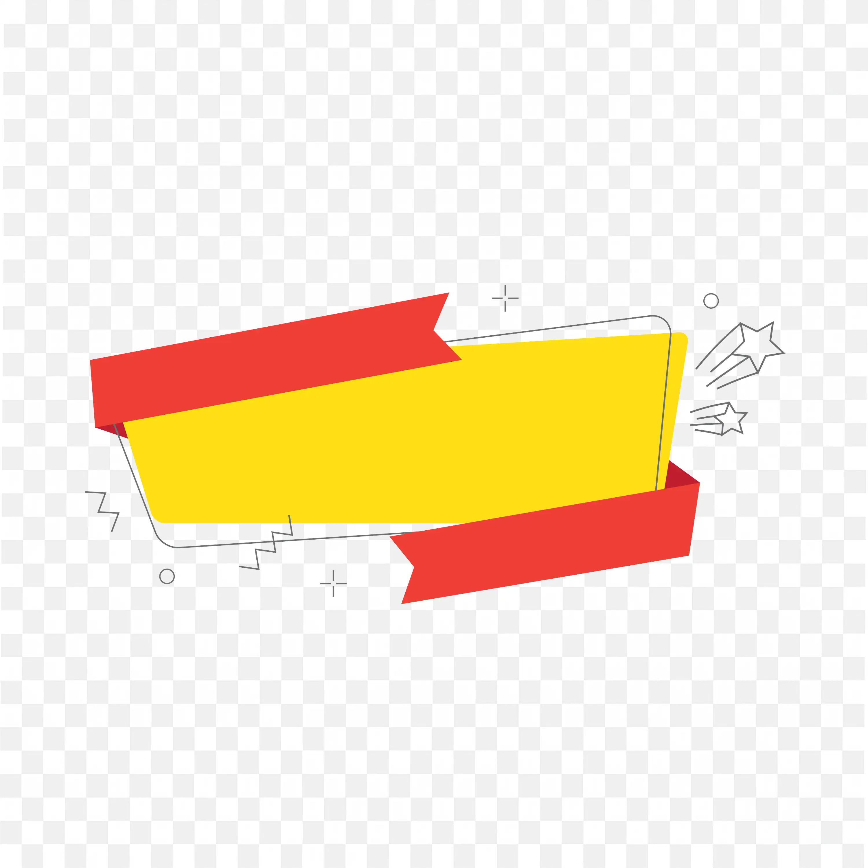 Horizontal Yellow Red Banner with Folded Sides PNG Download