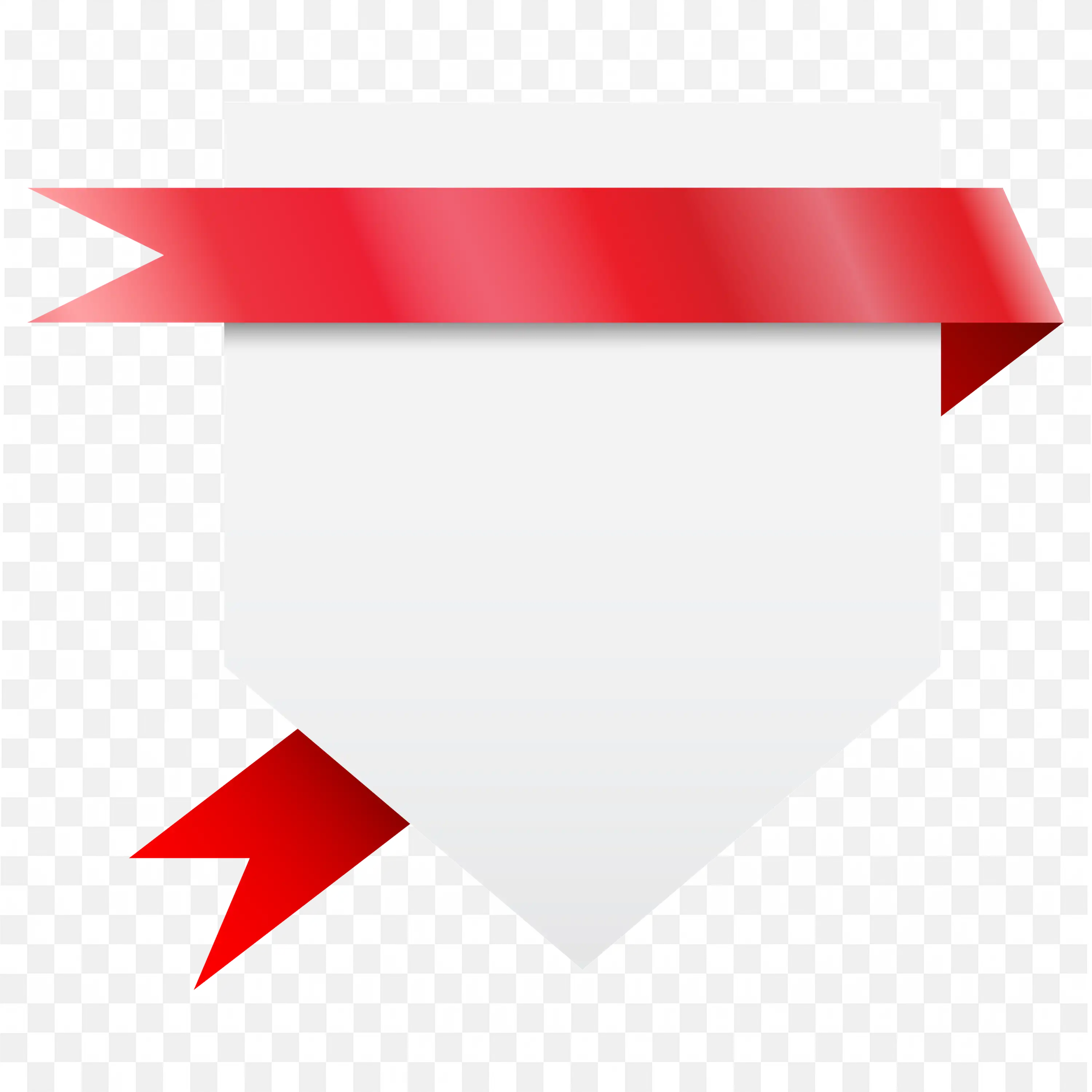 Inverted Shield Shape Banner with Flat Red Ribbon Header Strip