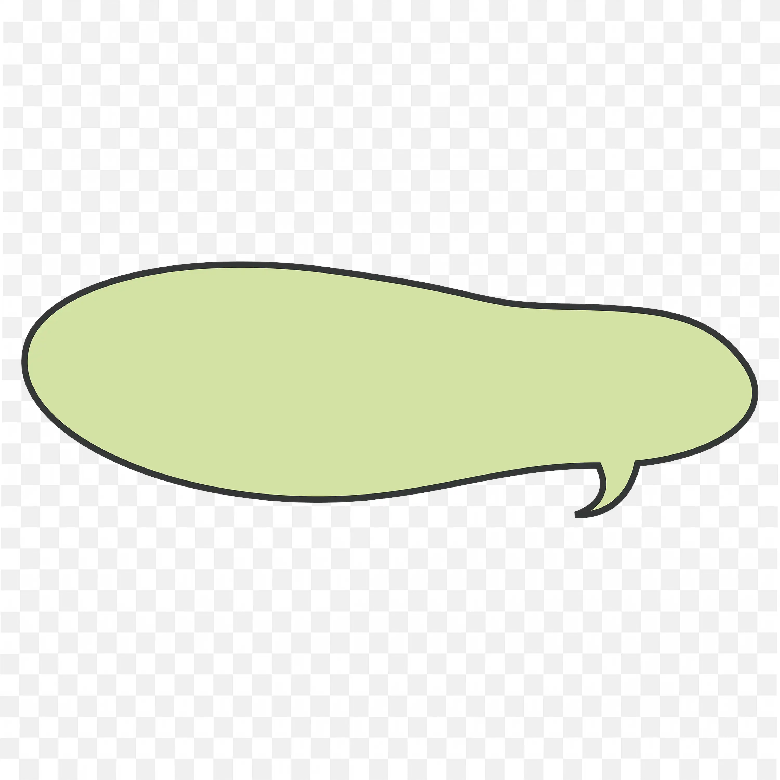 Light Green and Long Oval Speech Bubble with Curved Tail PNG