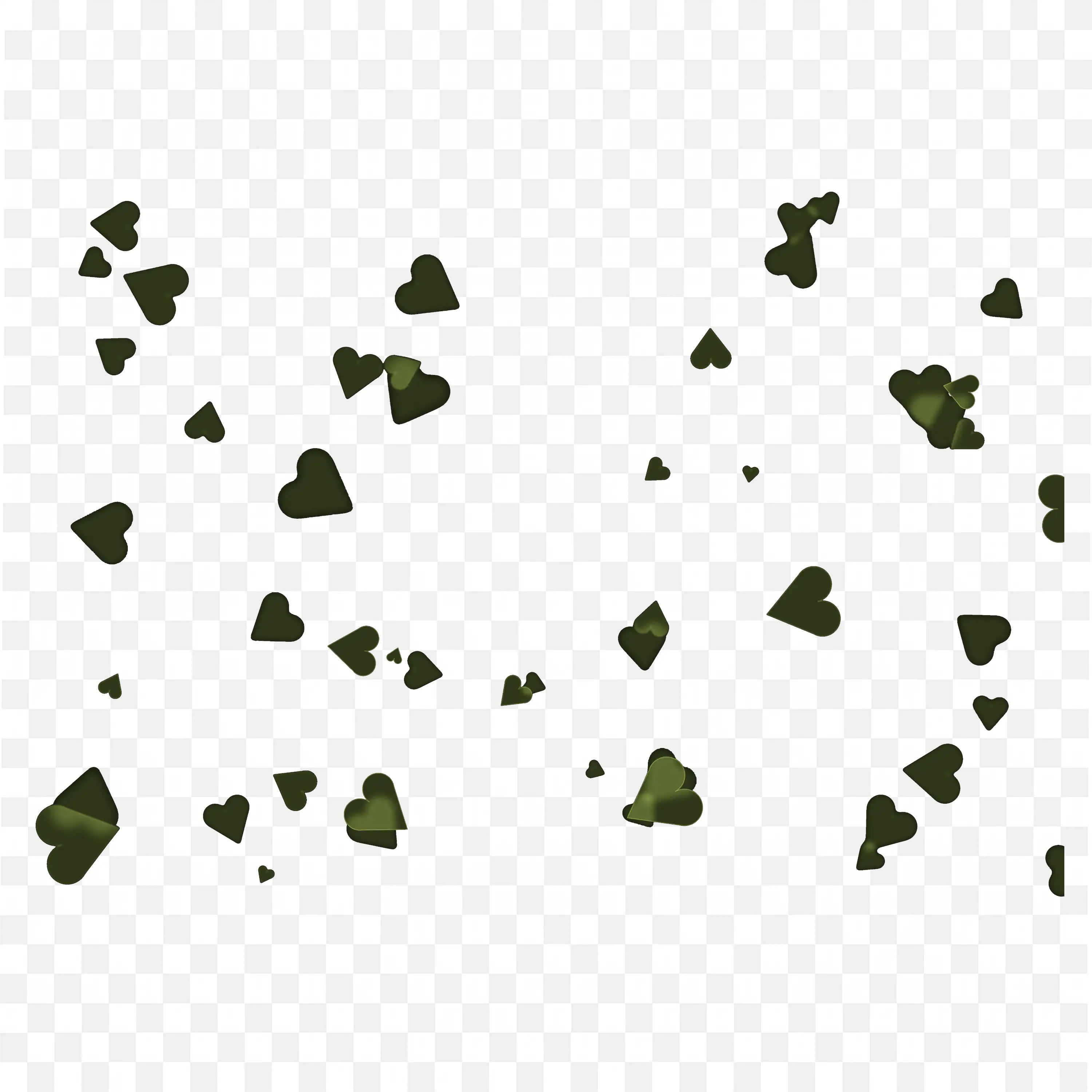Light Green Heart Confetti Overlay on Black Background PNG