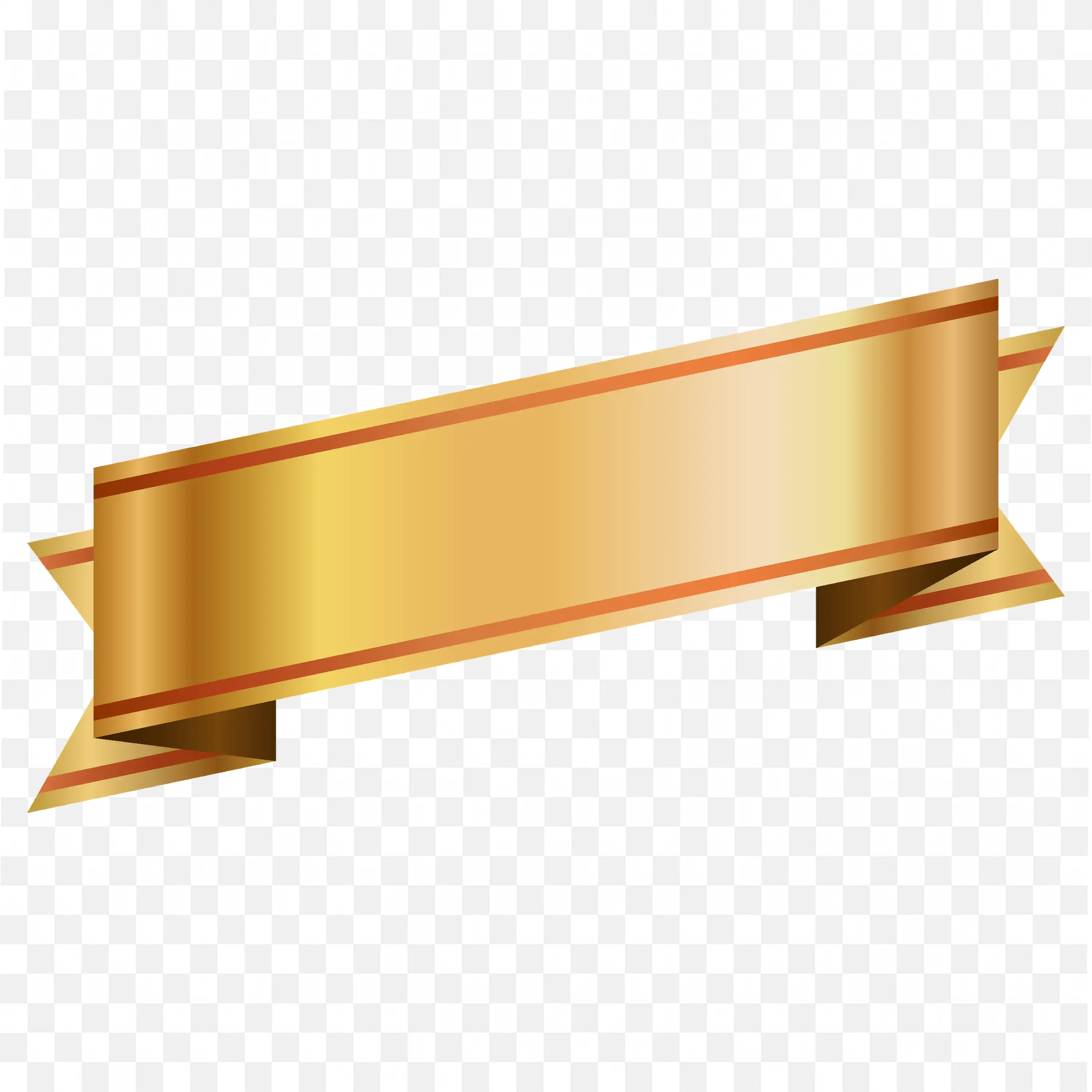 Long Gold Banner with Layered Folded Edges Free PNG