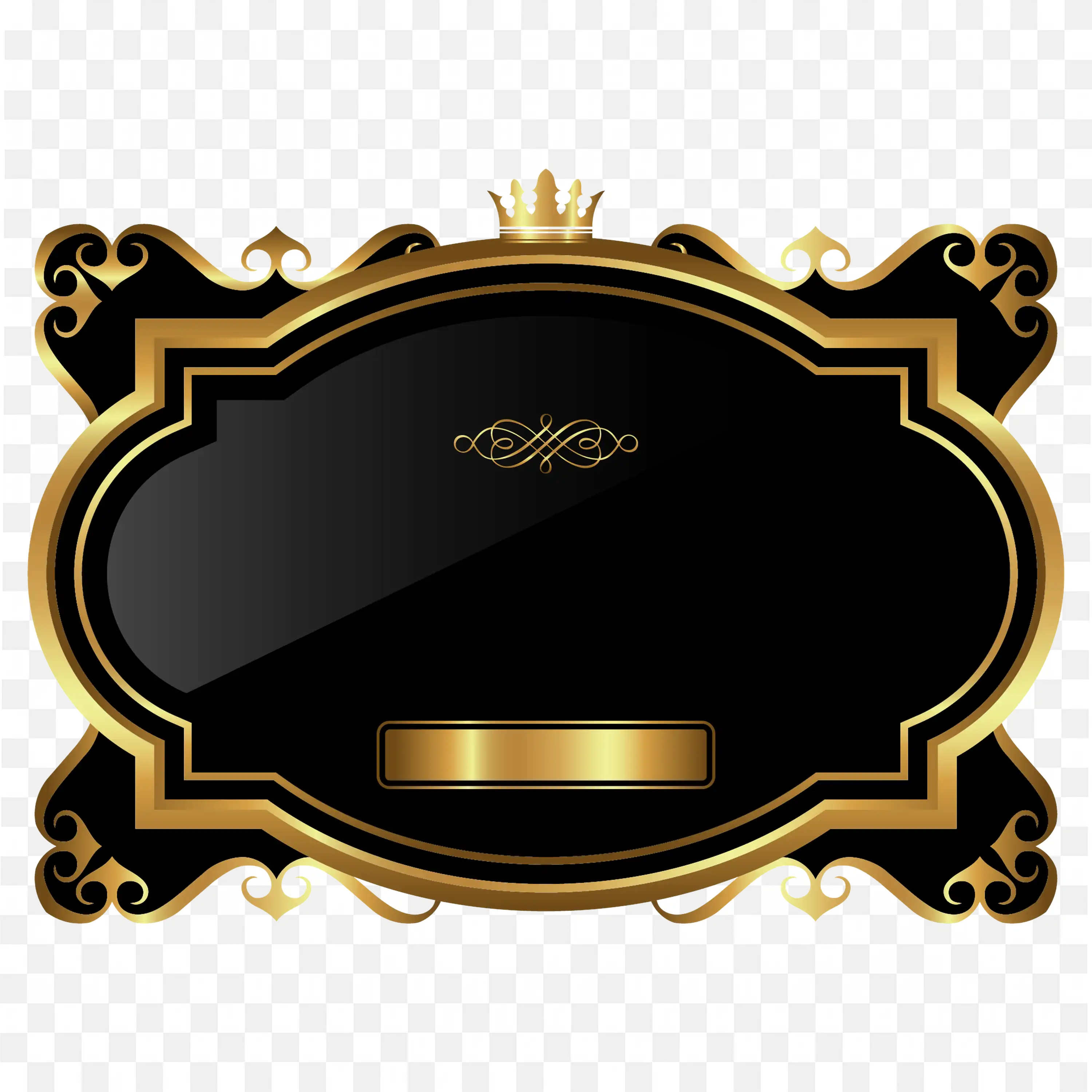 Luxury Black and Gold Label Frame Banner PNG Clipart Graphic