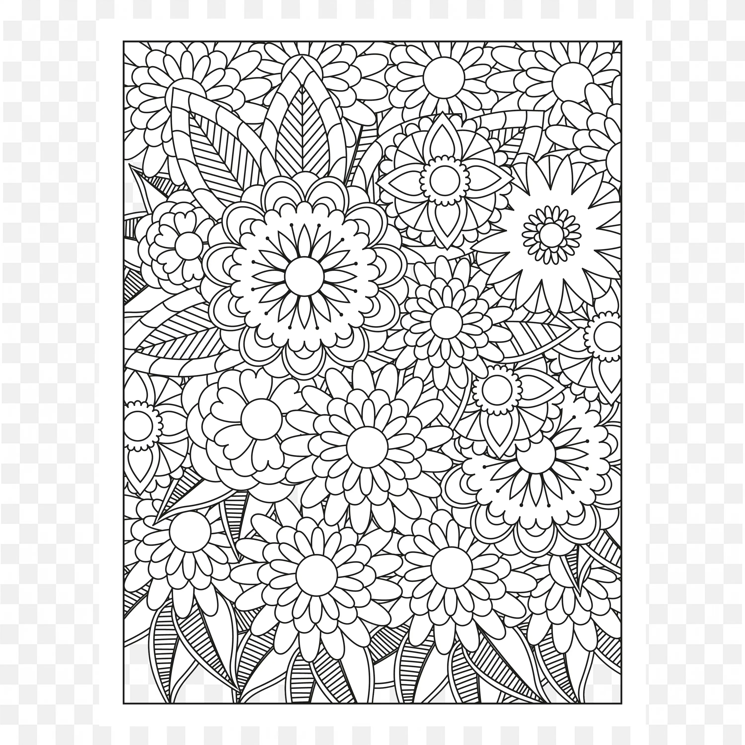 Mandala Design Banner in White Background Line Art PNG