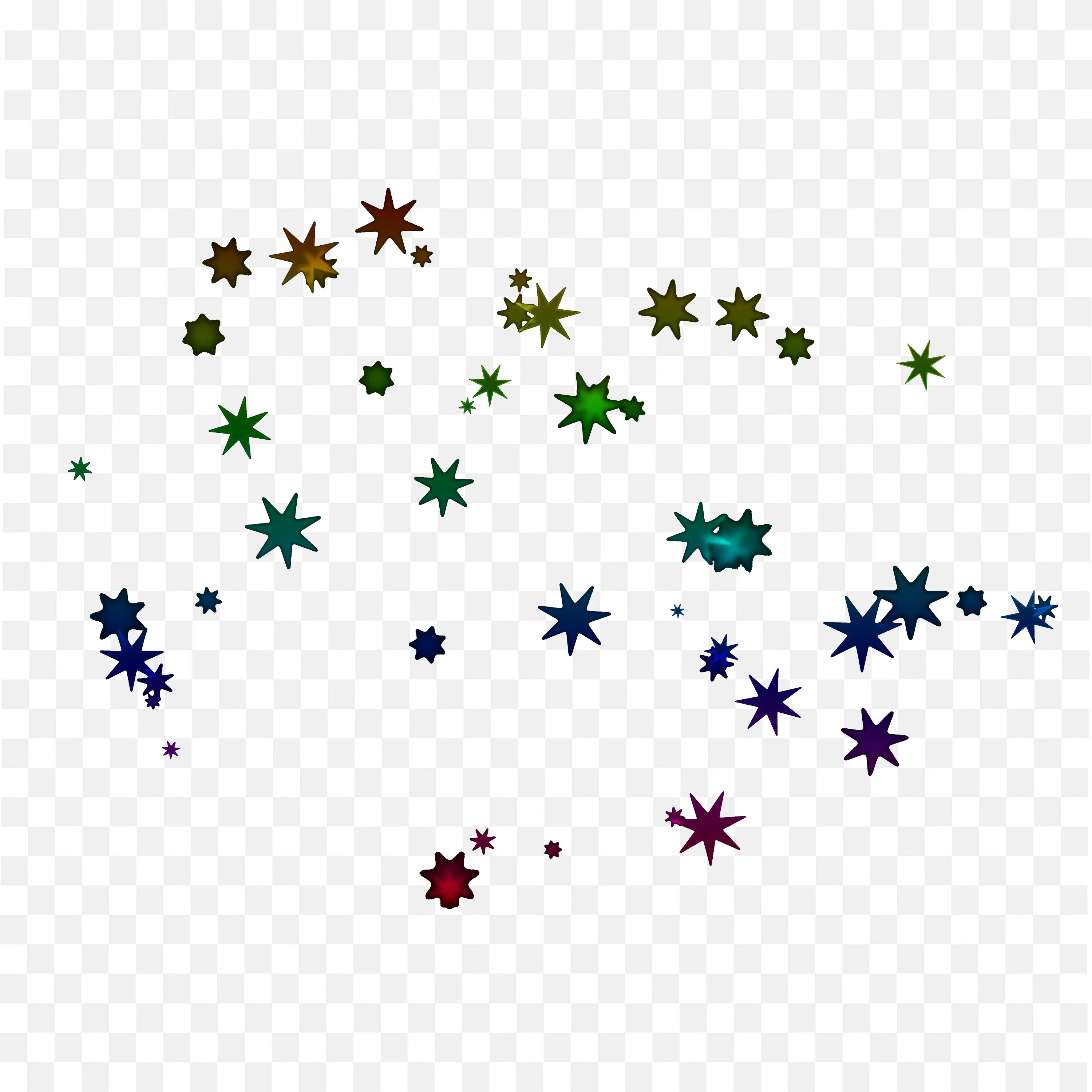 Multicolor Star Confetti Overlay on Black Background PNG