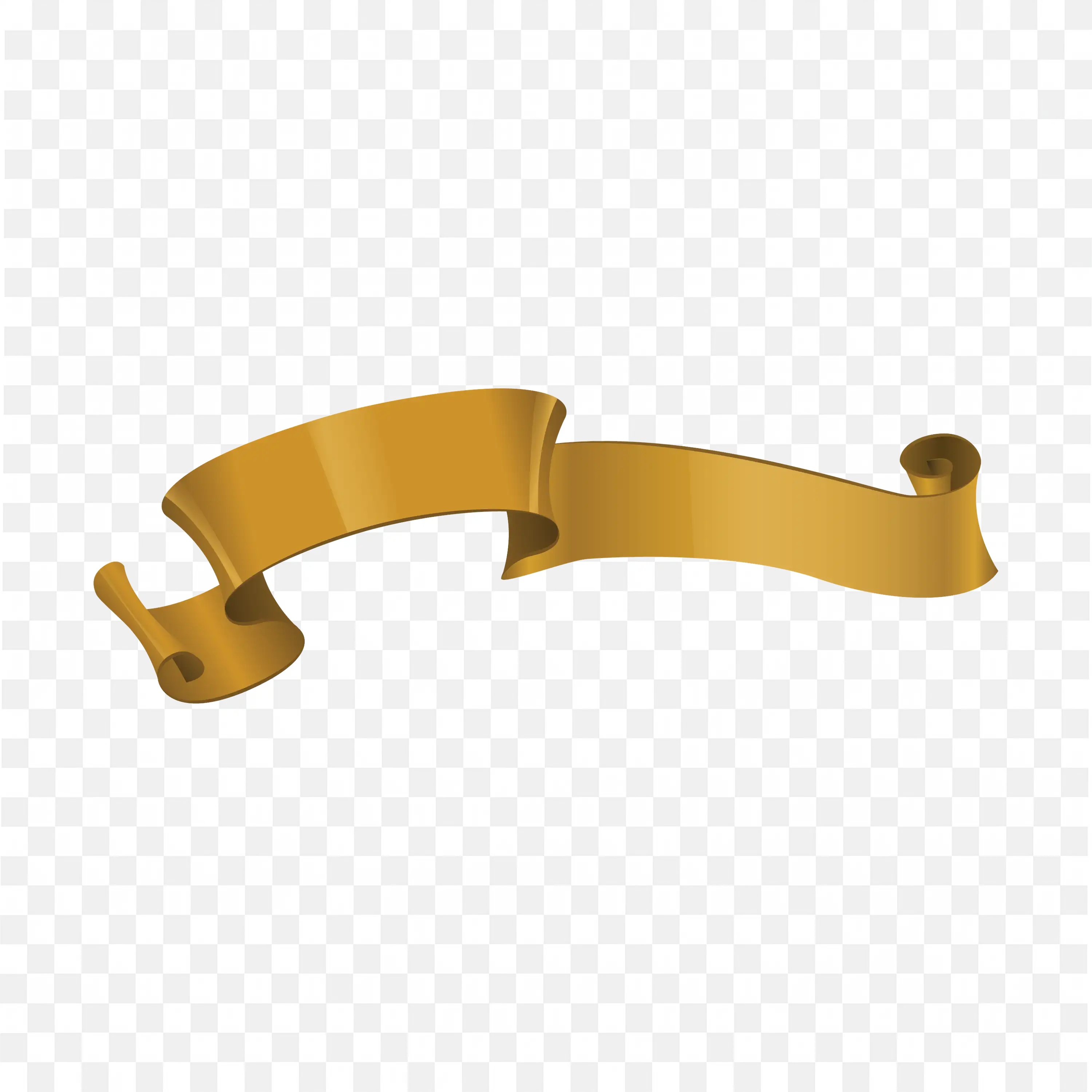 Narrow Gold Banner with Folded Ribbon Ends PNG Download