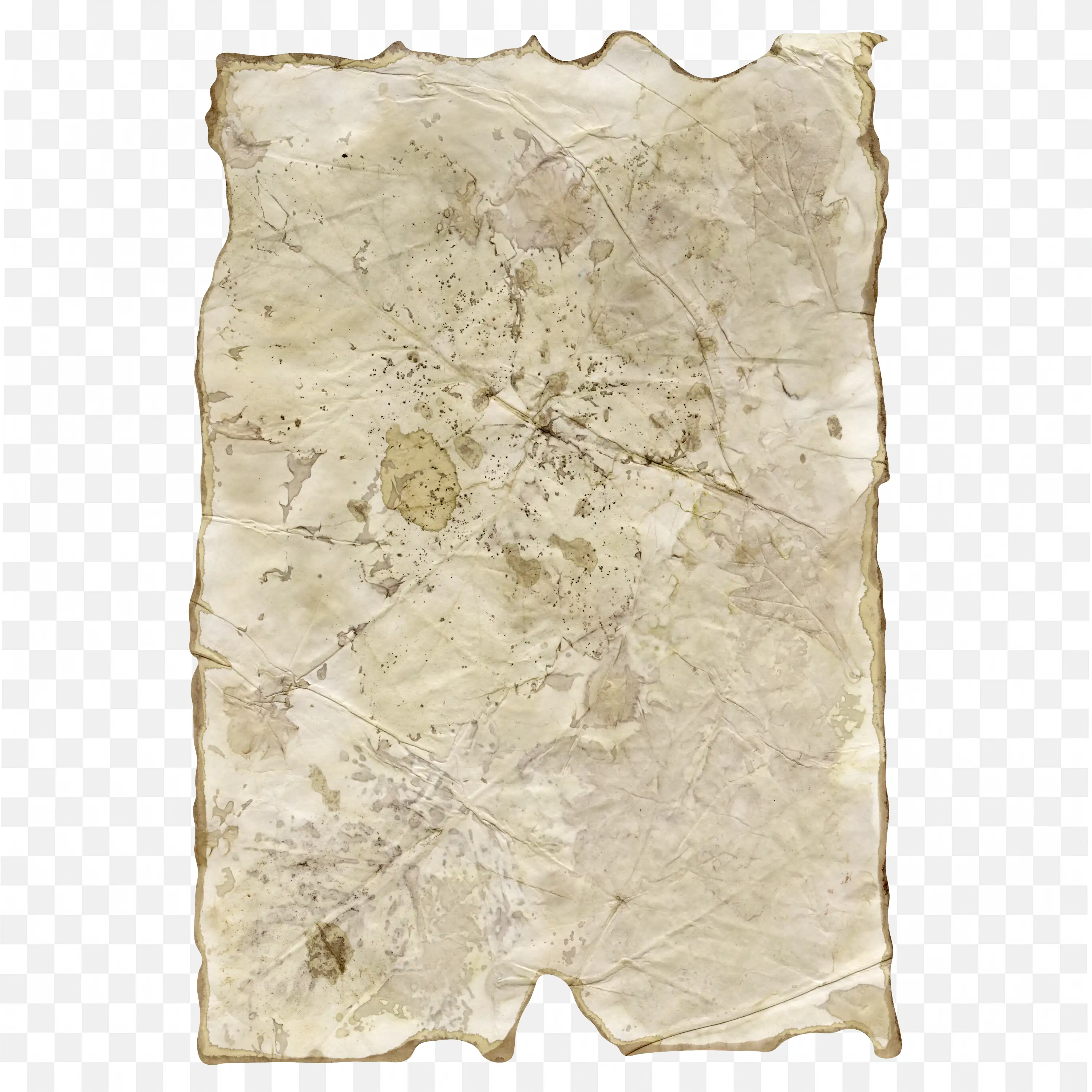 Old Paper Banner with Brown Stain Grunge Texture PNG