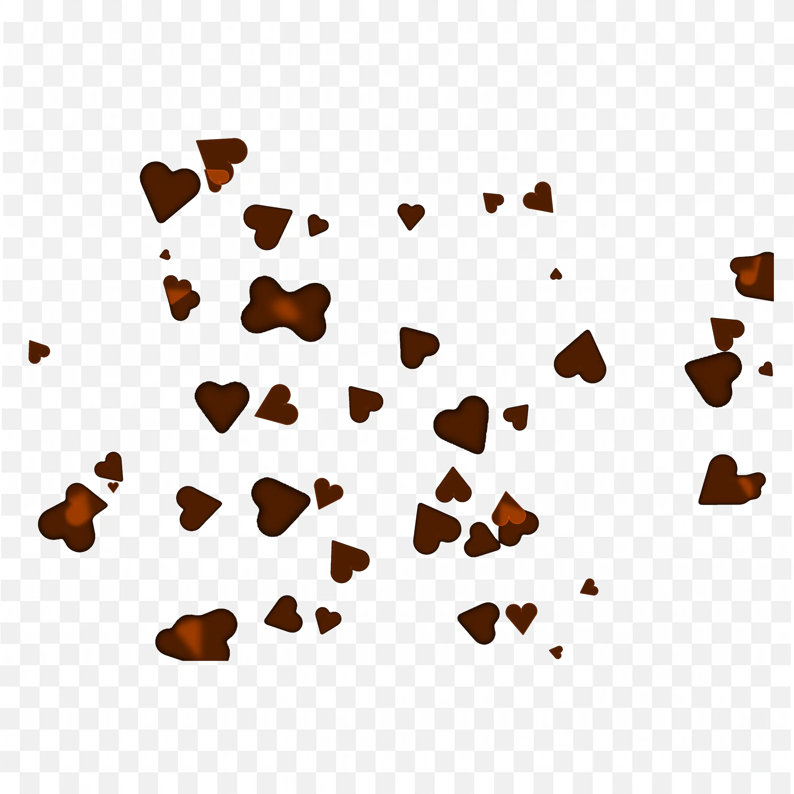 Orange Heart Confetti on Black Background PNG Download