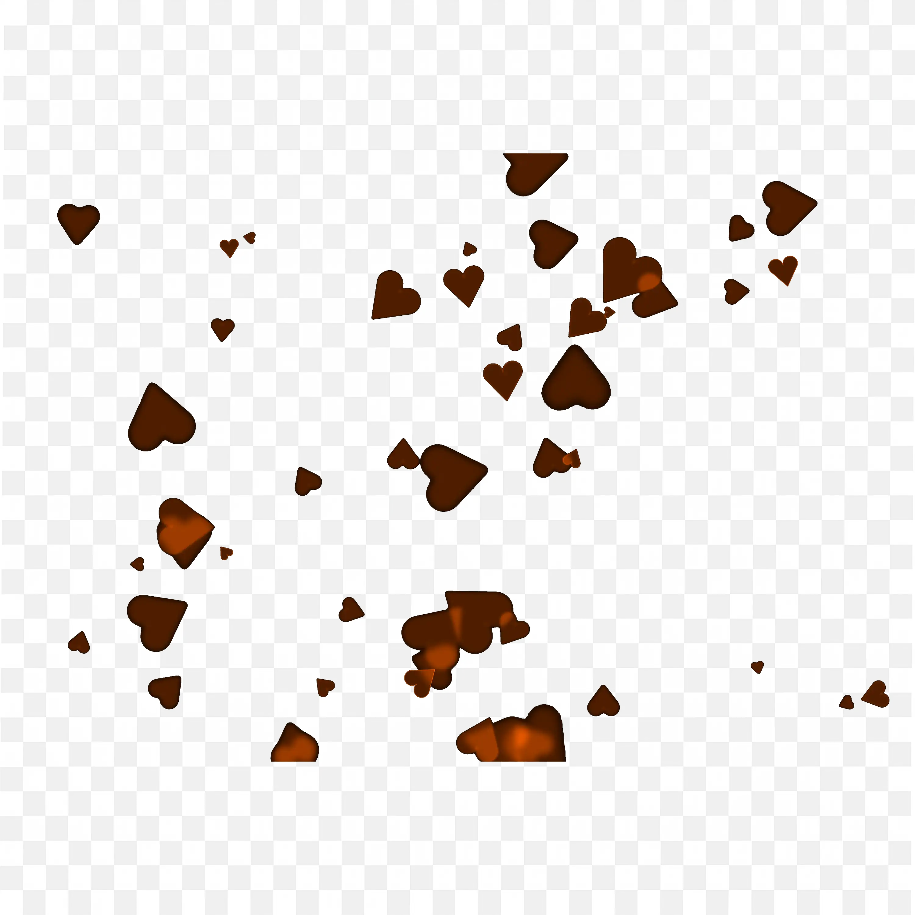 Orange Heart Confetti Overlay on Black Background PNG