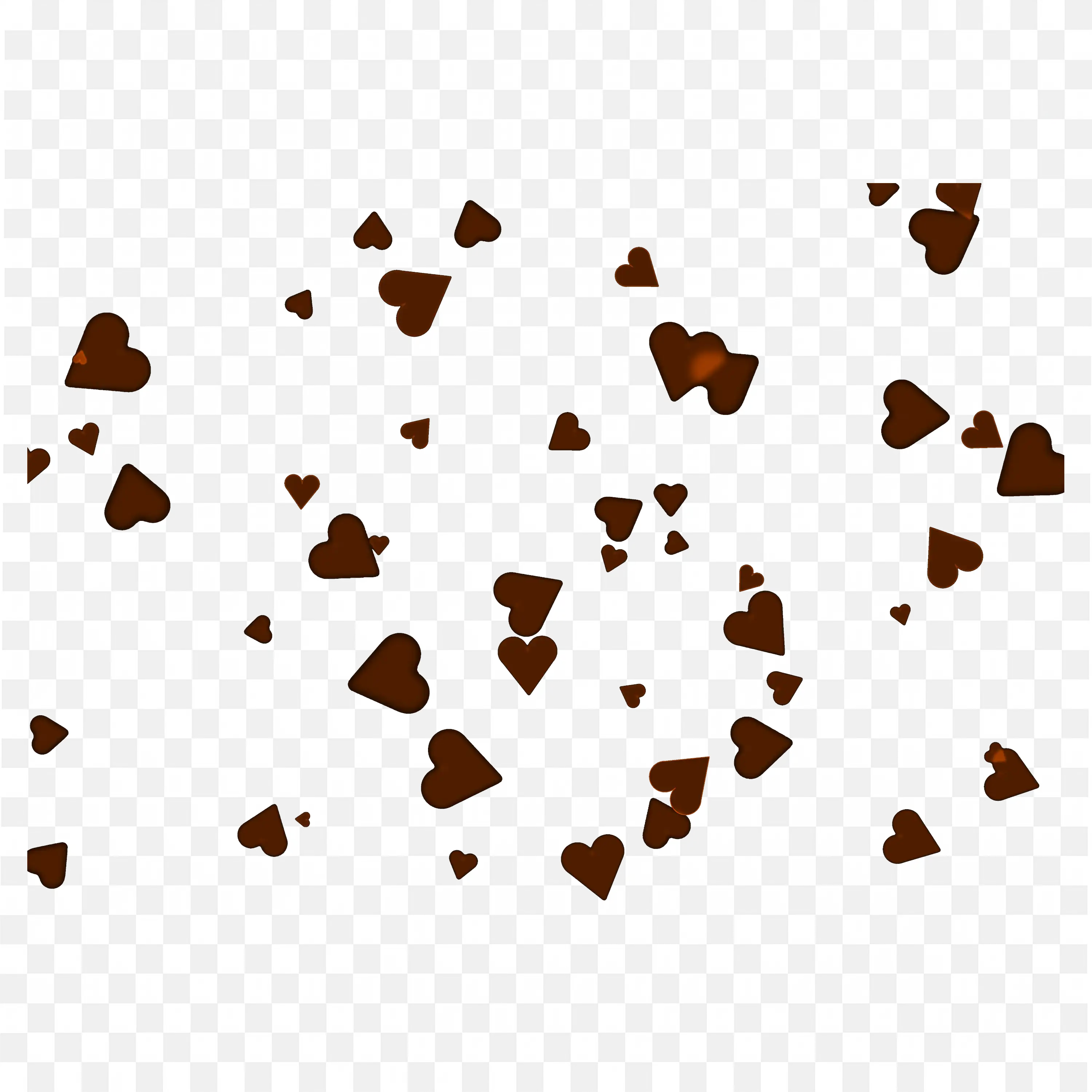 Orange Heart Particle Overlay on Black Background PNG