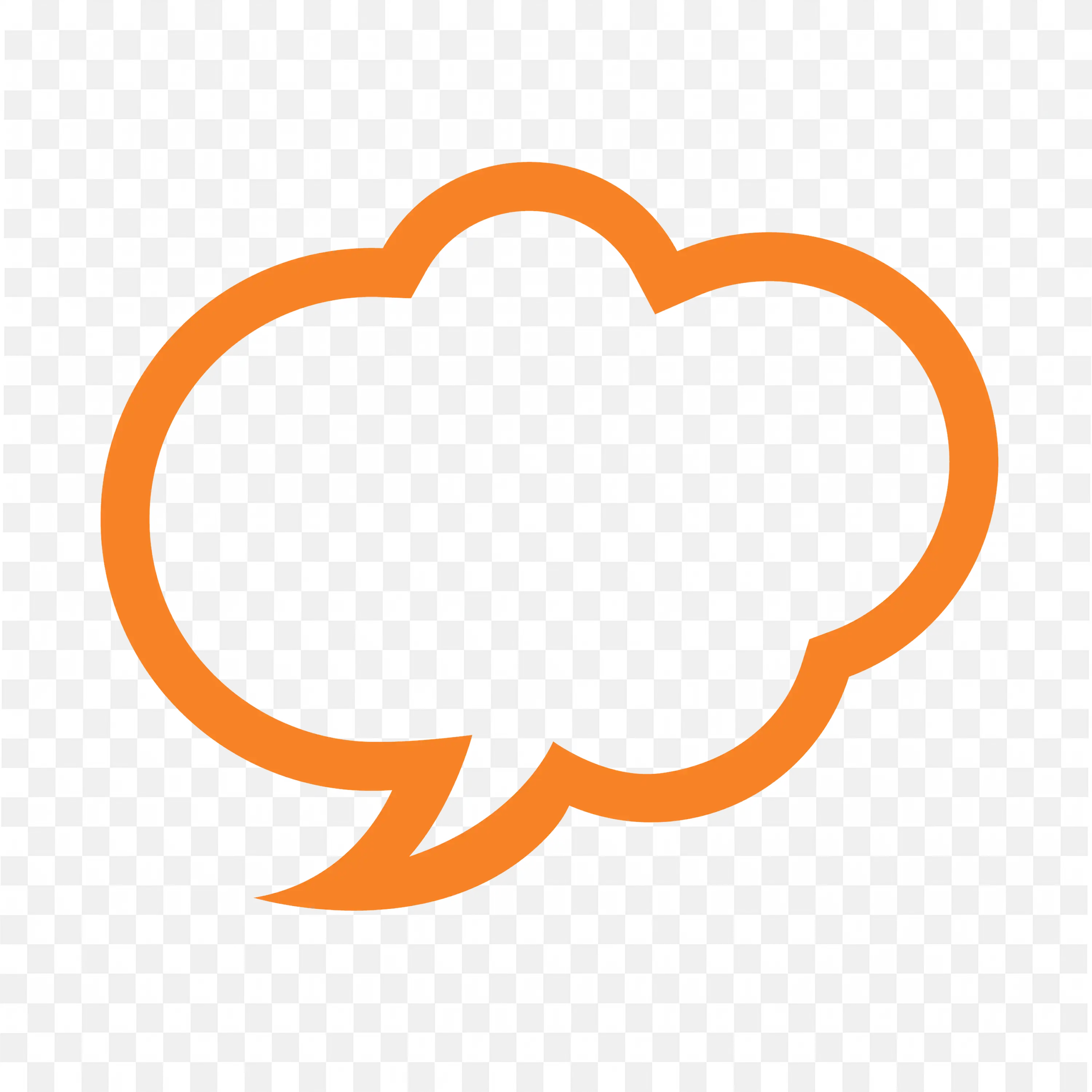 Orange Outline Speech Bubble with Tail Comic Style PNG