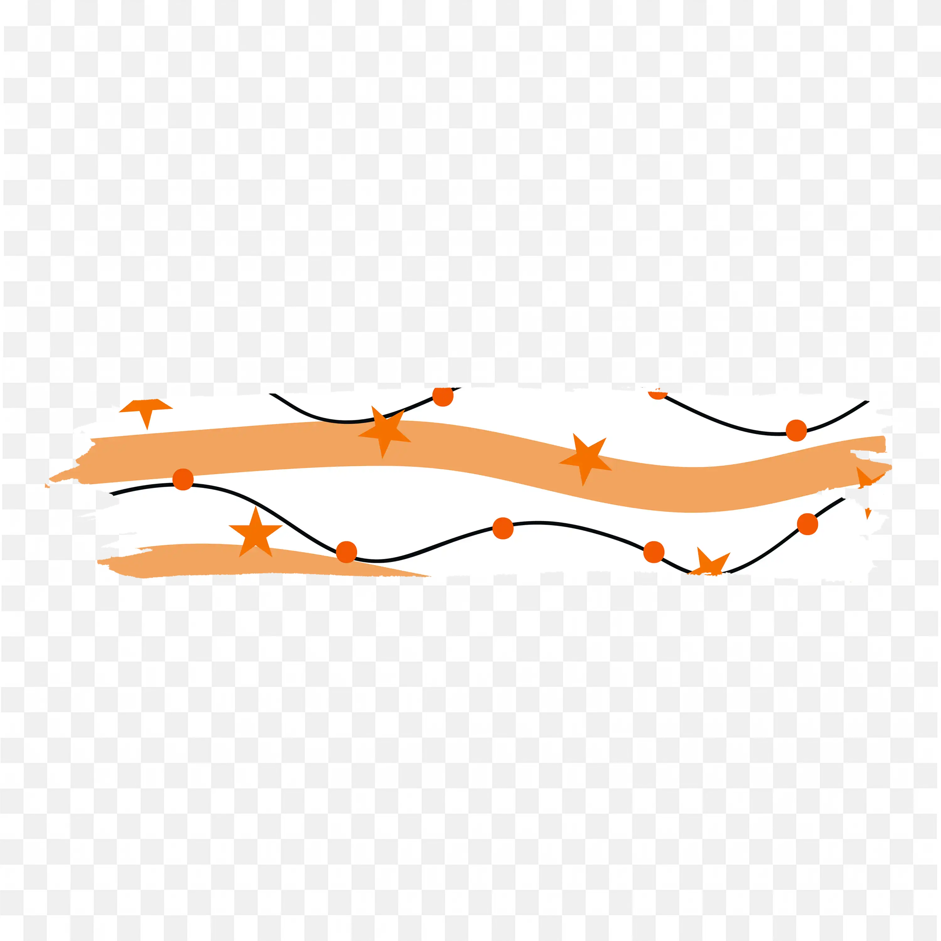 Orange Wavy Line Banner with Curved Strokes PNG Download