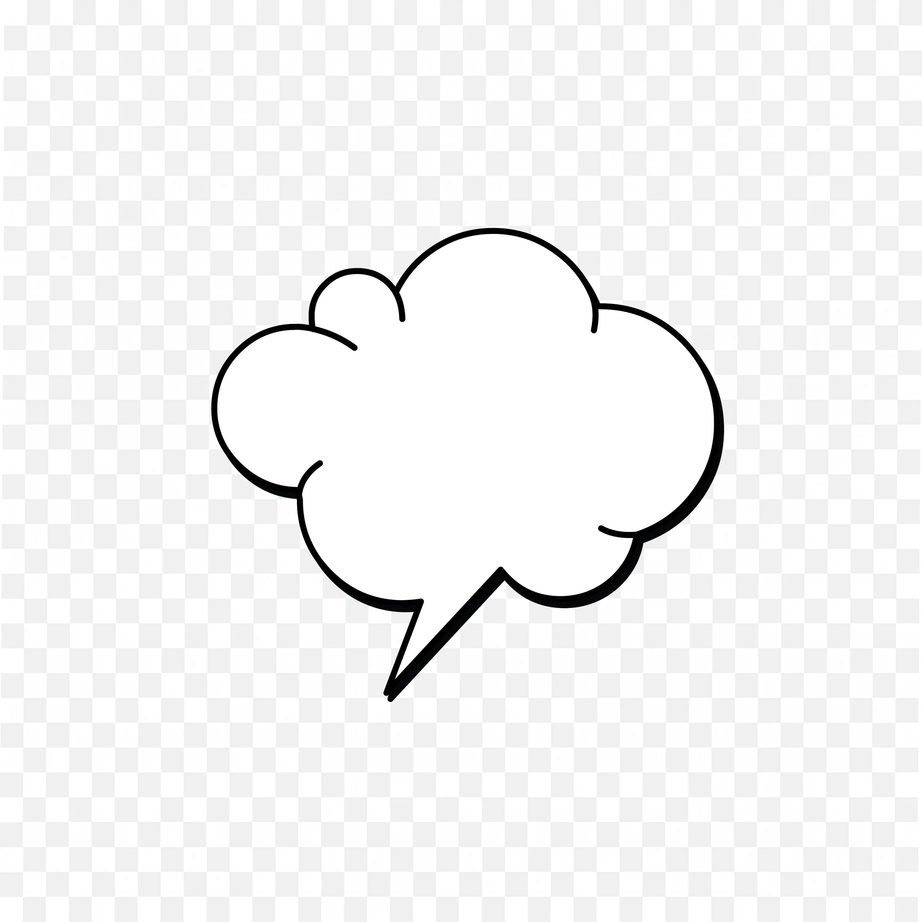 Outlined Comic Speech Bubble with Cloud Shape PNG Download