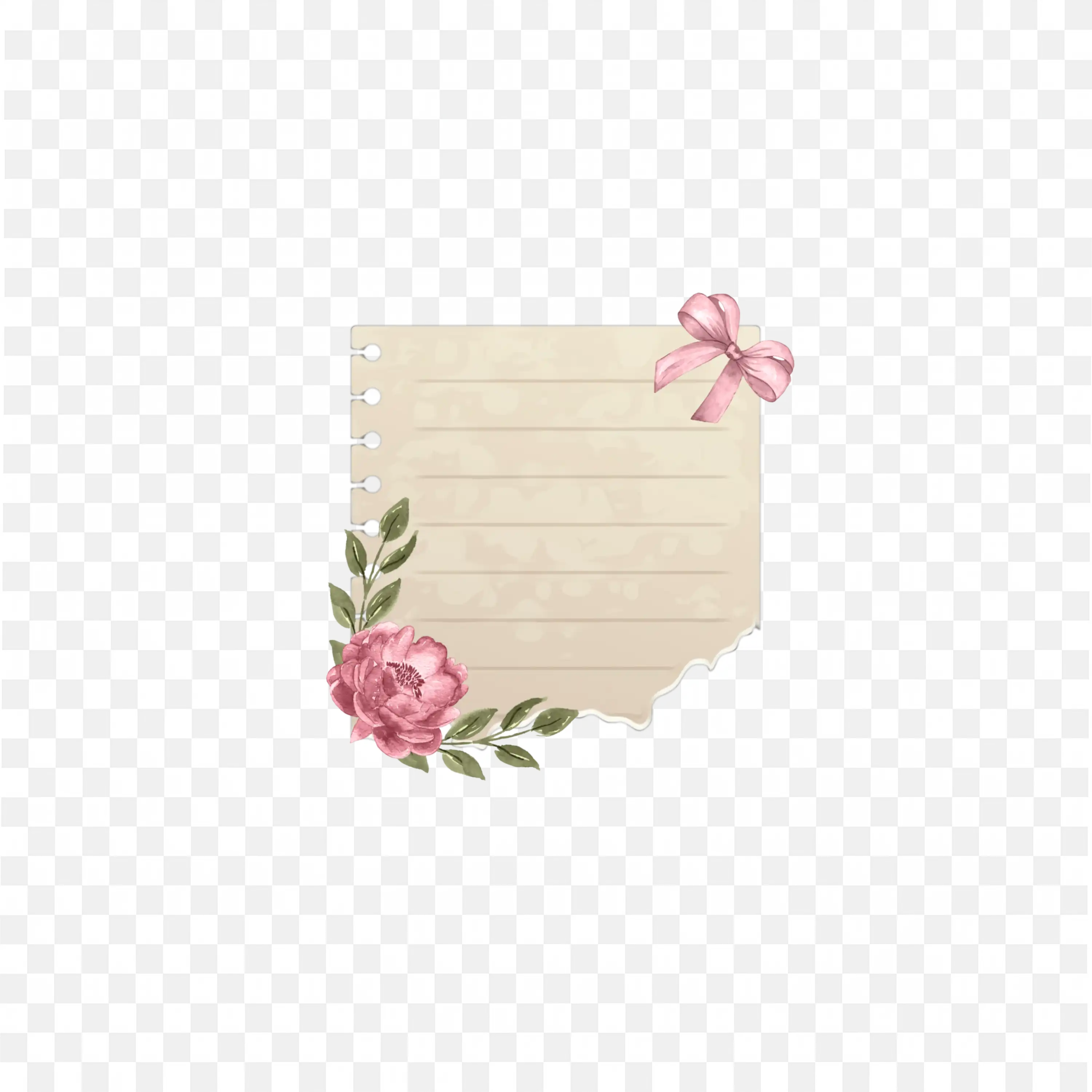 Pale Paper Banner with Floral Corner Decoration PNG