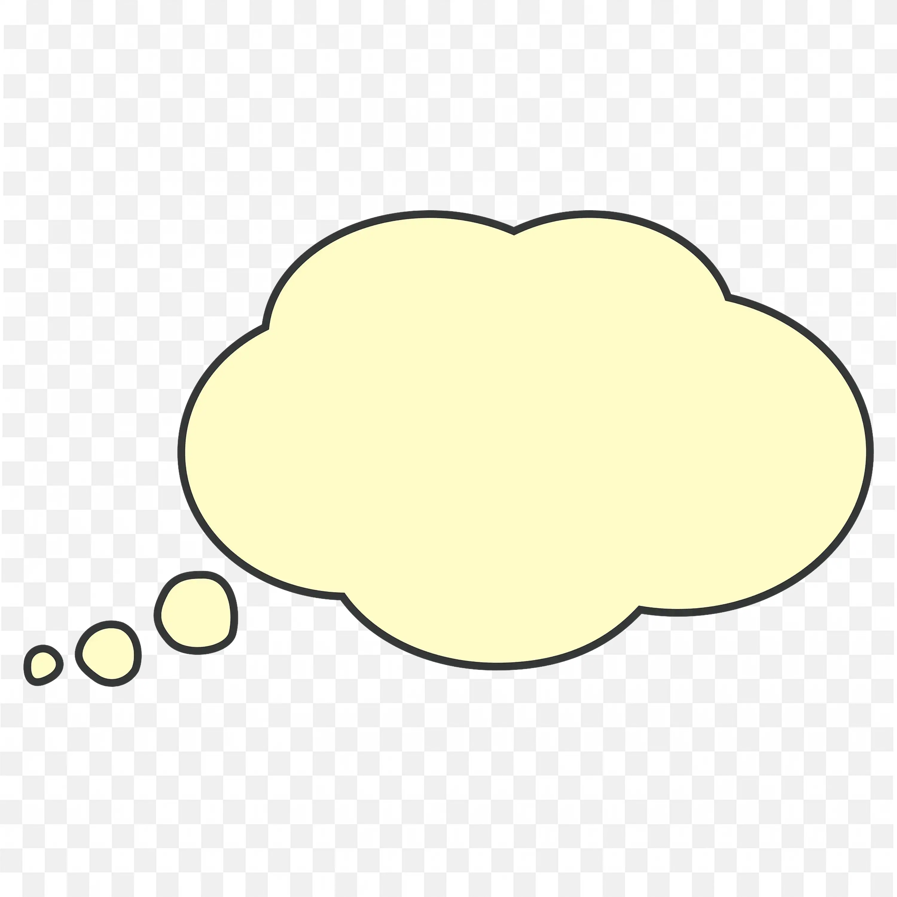 Pale Yellow Thought Bubble with Small Circular Trails PNG