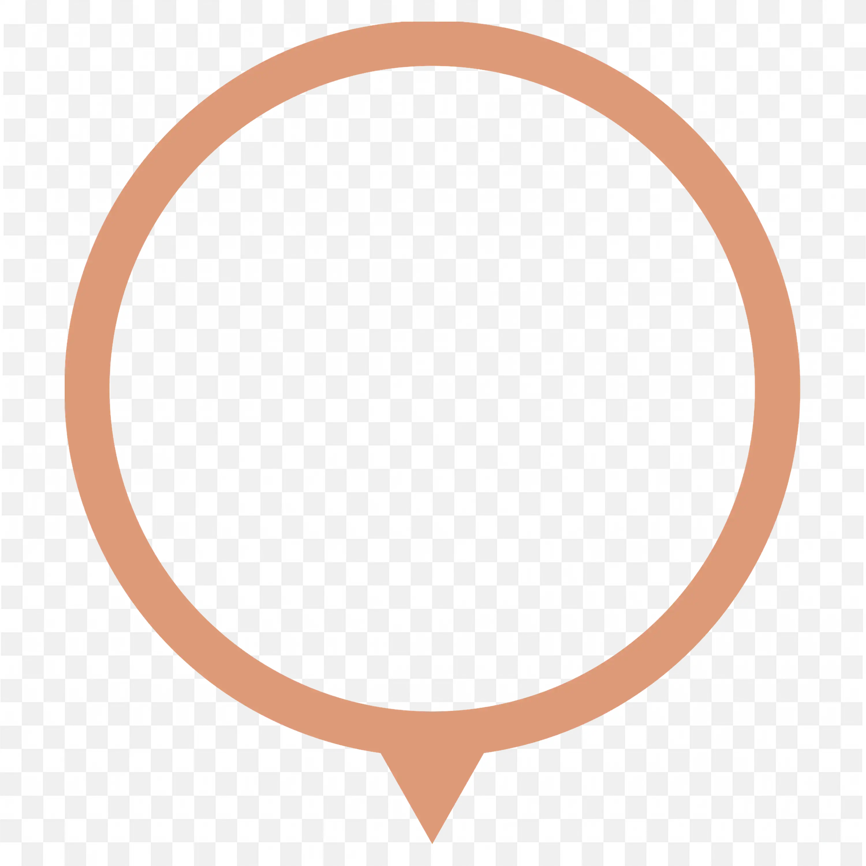 Peach Circular Speech Bubble with Downward Pointer PNG