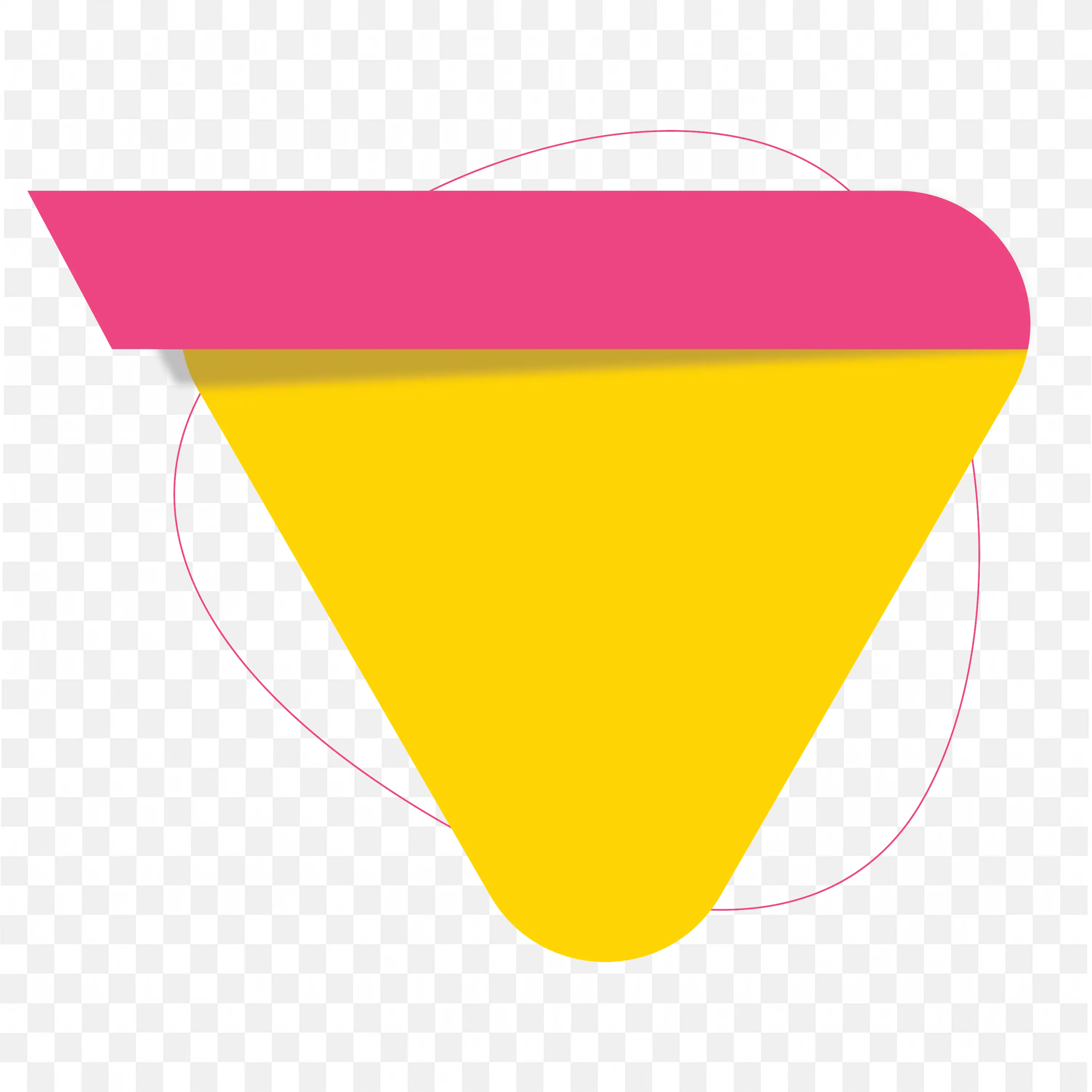Pink and Yellow Folded Paper Banner with Shadow PNG